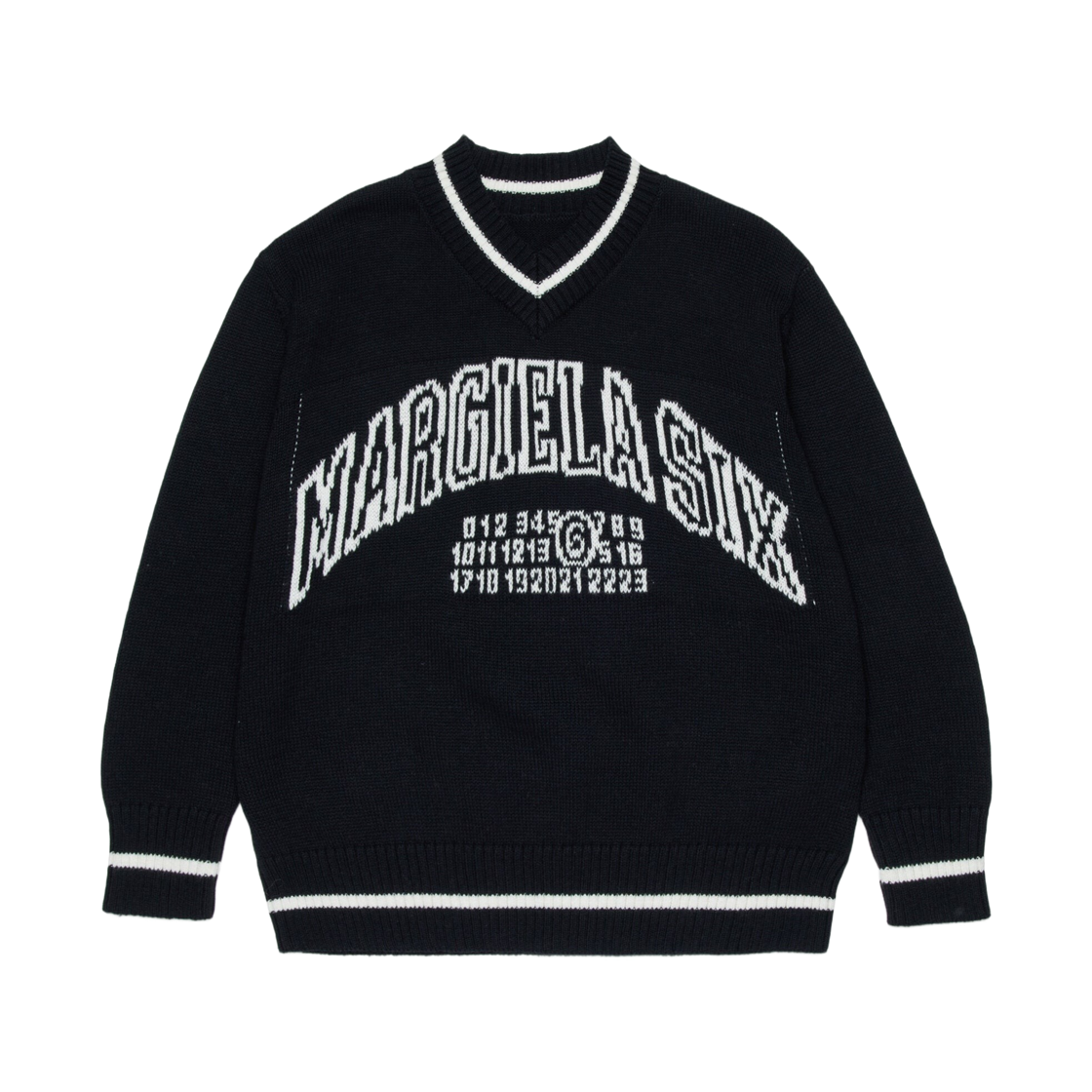 M60987MM07TM6900 (Kids) MM6 Maison Margiela V-Neck Pullover Black