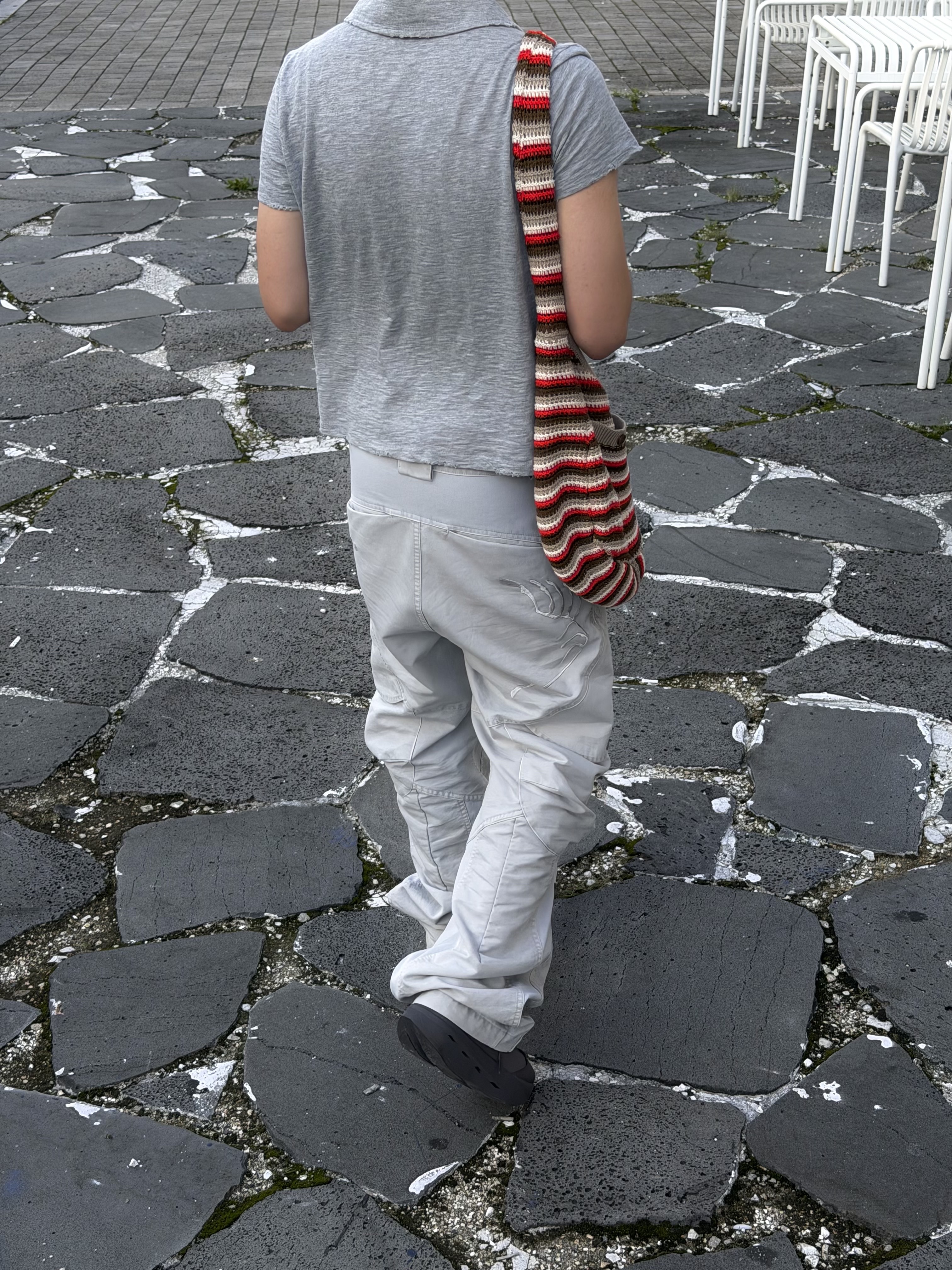 On Running x Post Archive Faction (Paf) Cloudboom Volt Ember Pebble, Ignota Core:15 Shell Cargo Pants Stone Grey 착용 스타일 - 2