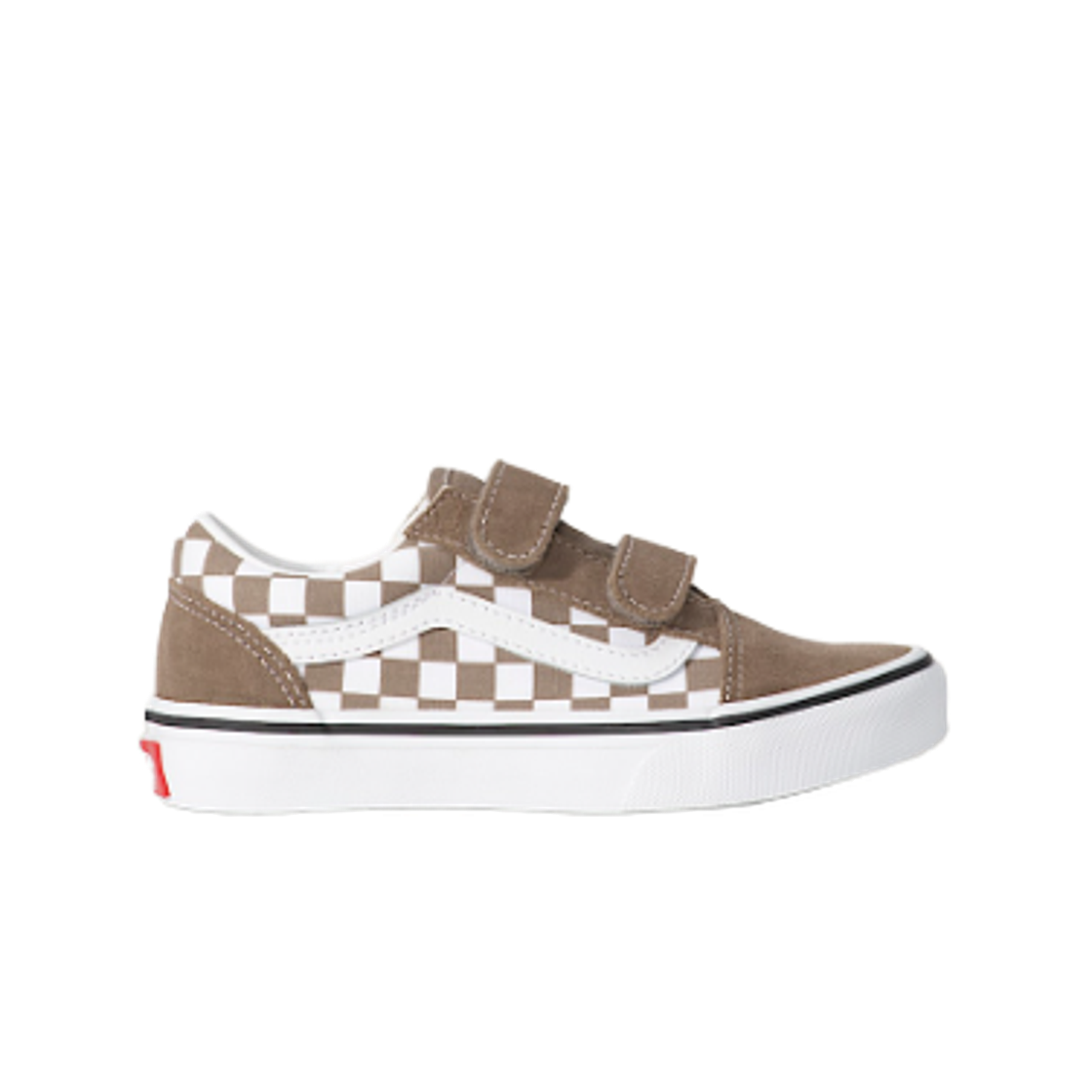 VN000CYA1NU (Kids) Vans Old Skool Velcro Color Theory Checkerboard Walnut Brown