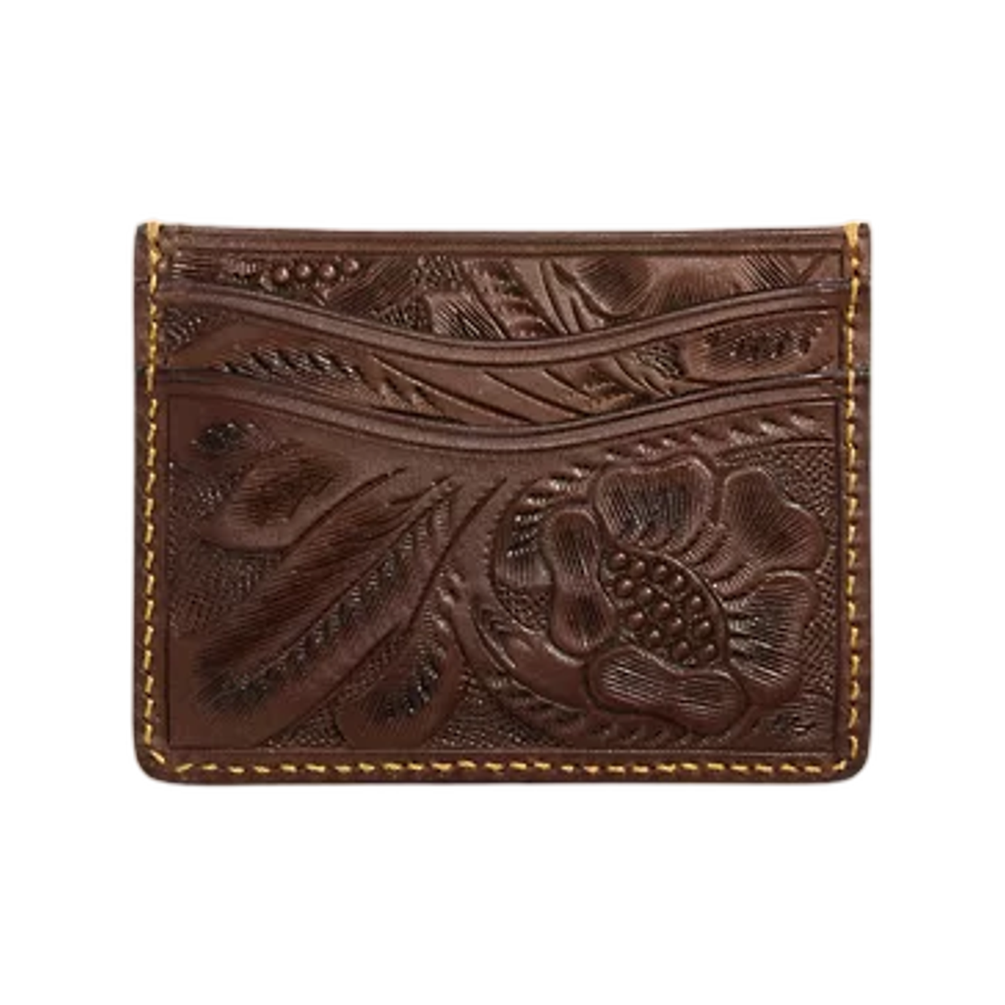 더블알엘 핸드툴 레더 카드 케이스 브라운(Double RL Hand-Tooled Leather Card Case Brown)