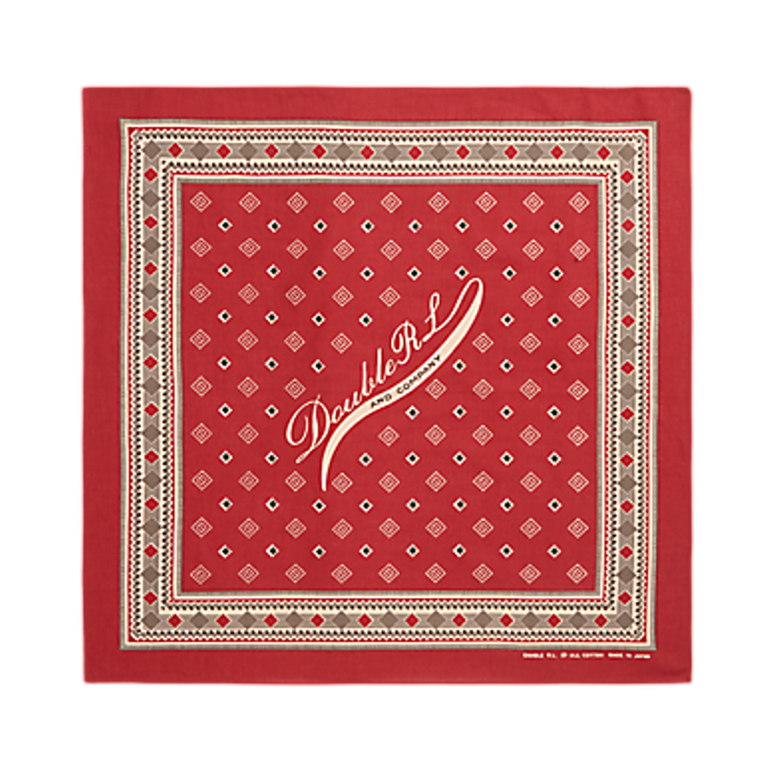 더블알엘 다이아몬드 프린트 코튼 반다나 레드 크림 브라운(Double RL Diamond-Print Cotton Bandanna Red Cream Brown)
