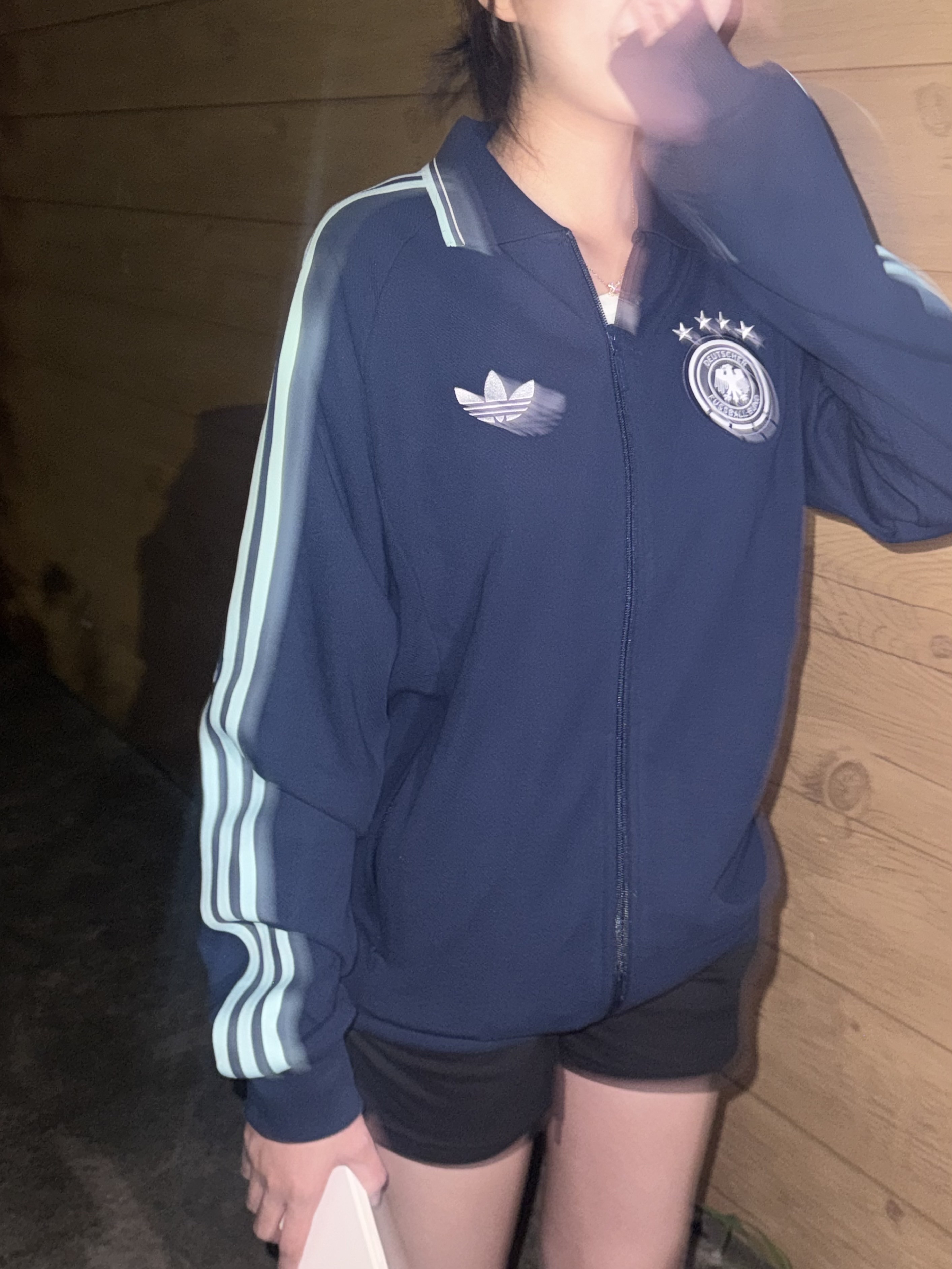 Adidas Germany Away Anthem Jacket Collegiate Navy - KR Sizing (Non Marking Ver.) 착용 스타일