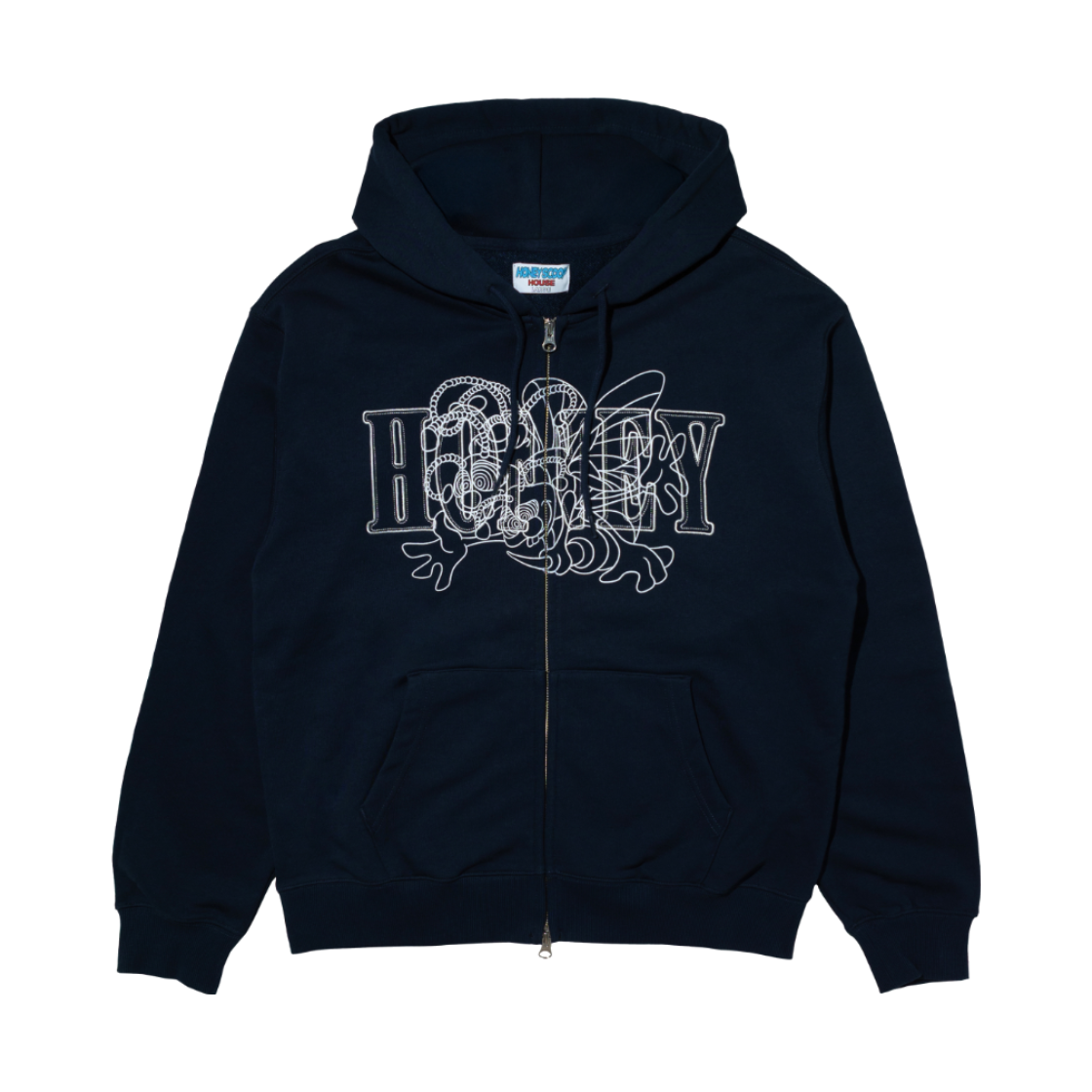HSH26HD223NV Honey Scoop House 3Bees Zip Up Hooded Sweatshirt Navy