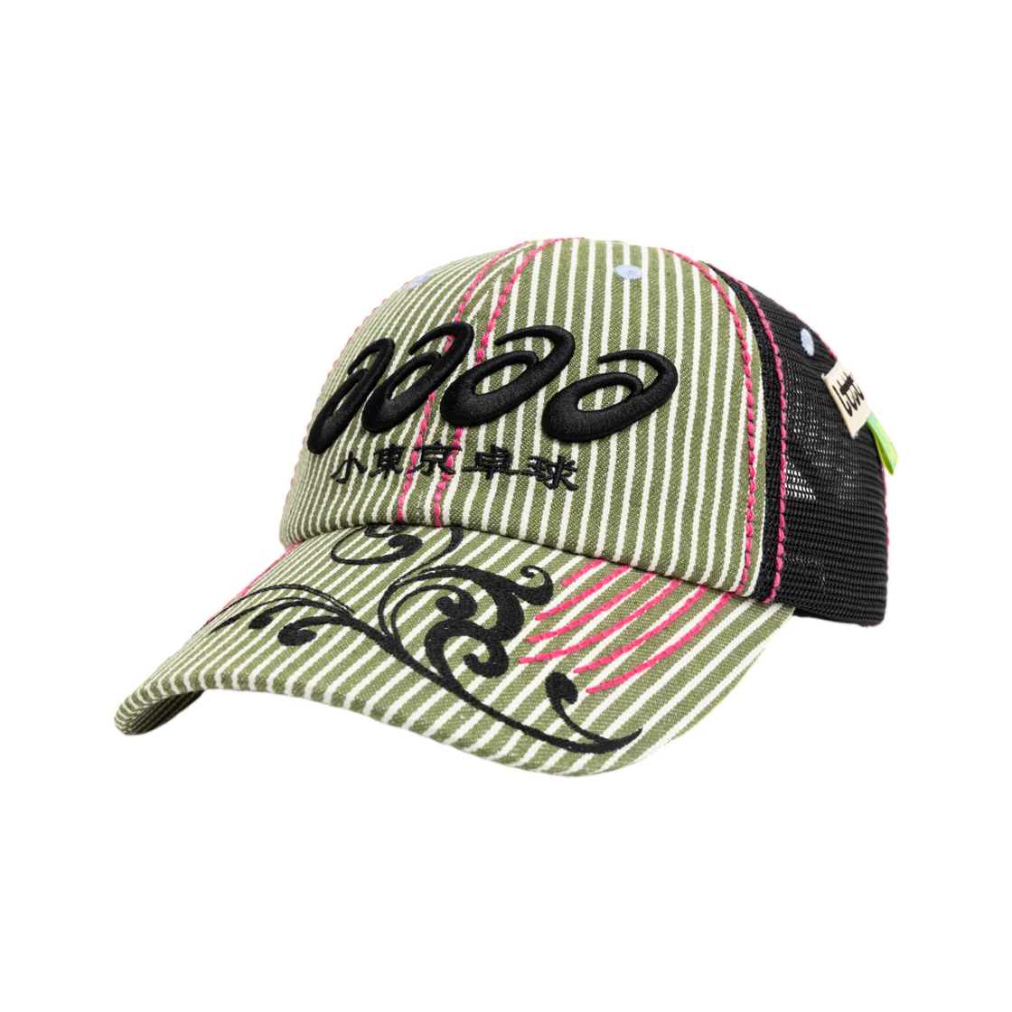 리틀 도쿄 테이블 테니스 x 아식스 레졸루션 트러커 캡 올리브 스트라이프(LTTT x Asics Resolution Trucker Cap Olive Stripe)