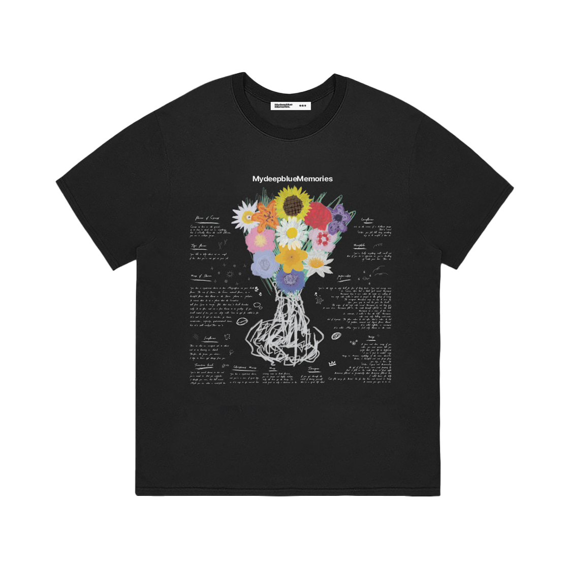 26072702 MydeepblueMemories Mm Twelve Flower T-Shirts Black