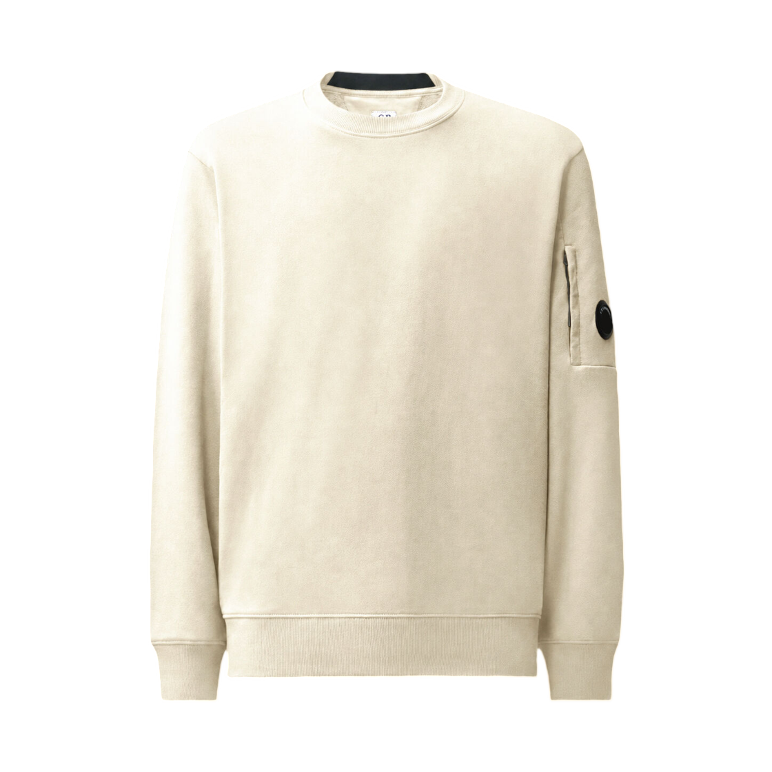 21CMSS713A005086W120 C.P. Company Diagonal Raised Fleece Lens Crewneck Sweatshirt Silver Birch - 26FW