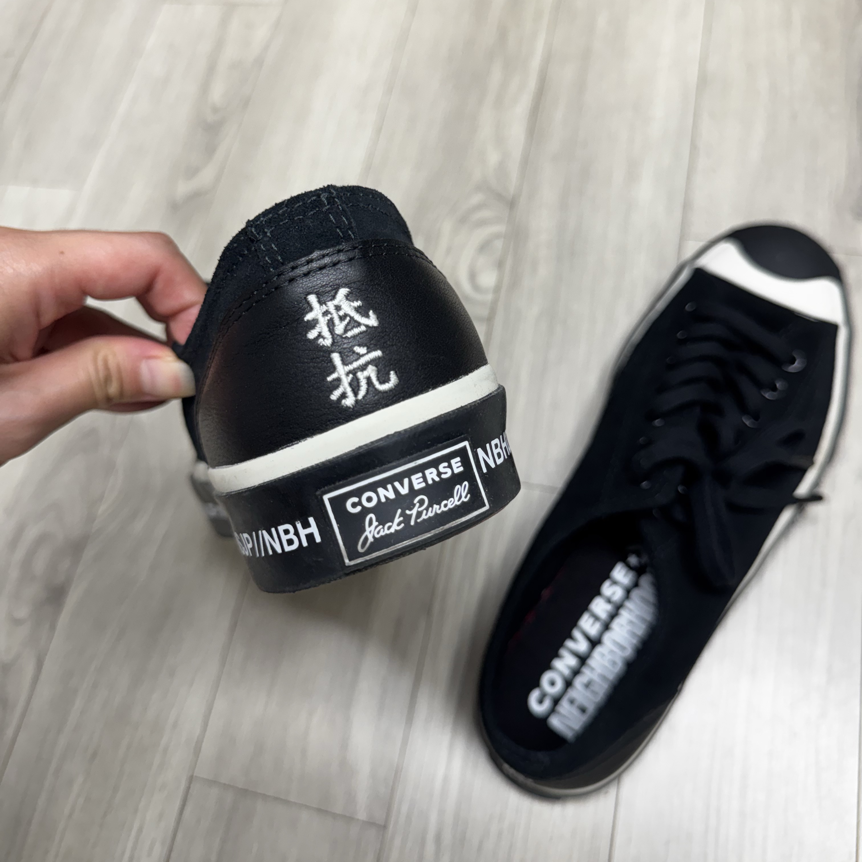 Converse x Neighborhood Jack Purcell Ox Motorcycle 착용 스타일 - 4