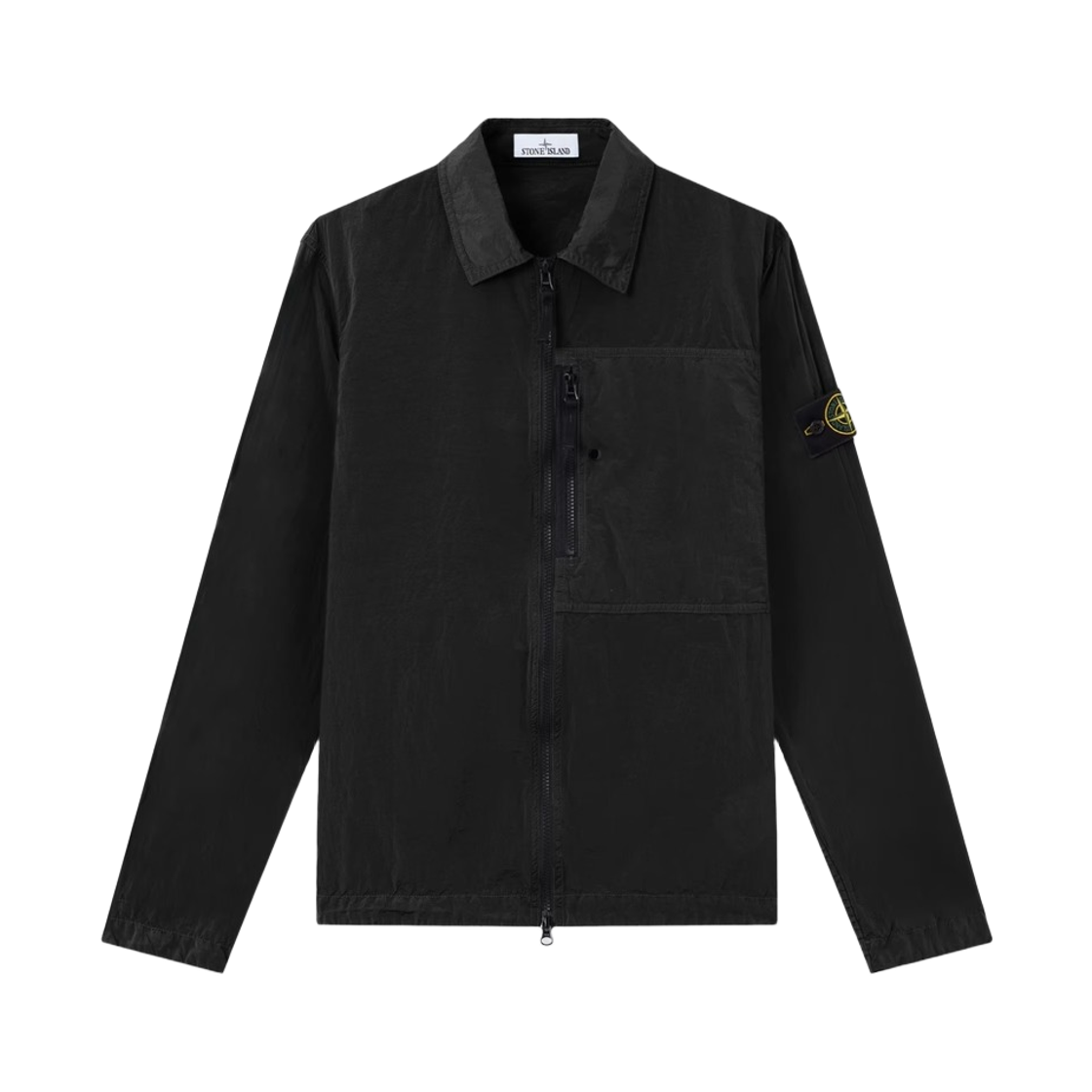 L2S1512000-41S0019-V0029 Stone Island 1200041 Nylon Metal In Econyl Regular Fit Zip-Up Overshirt with Chest Pocket Black - 26FW