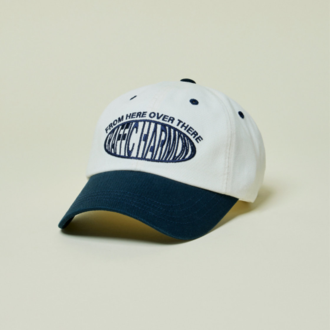 트래픽하모니 라운드 로고 딥핏 볼캡 아이보리&네이비(Traffic Harmony Round Logo Deep Fit Ball Cap Ivory & Navy) - 4