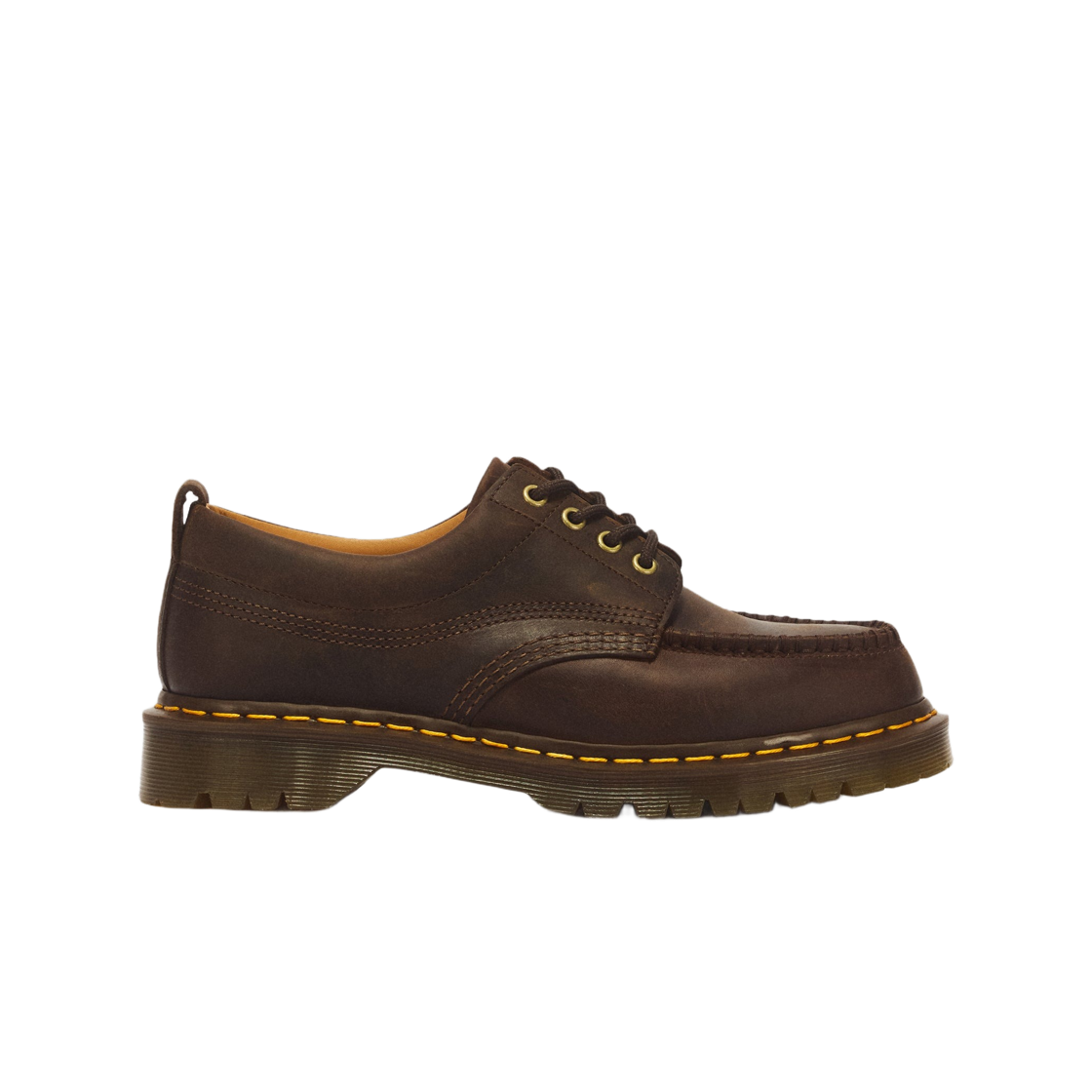 닥터마틴 로웰 4 아이 크레이지 홀스 레더 목 토 다크 브라운(Dr. Martens Lowell 4 Eye Crazy Horse Leather Moc Toe Dark Brown) - 1