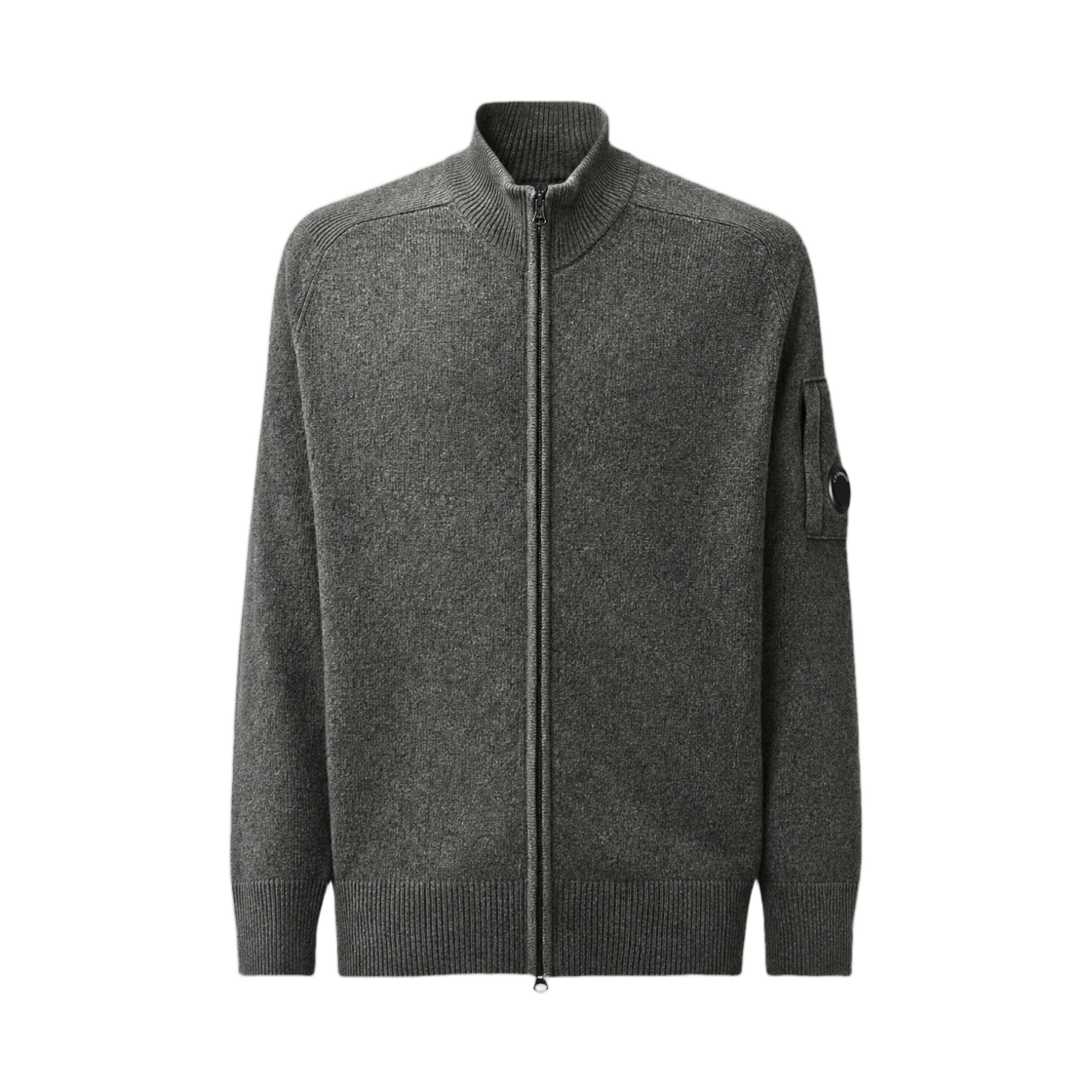 21CMKN088A110149A978 C.P. Company Lambswool Lens Zipped Sweater Dark Shadow Grey - 26FW