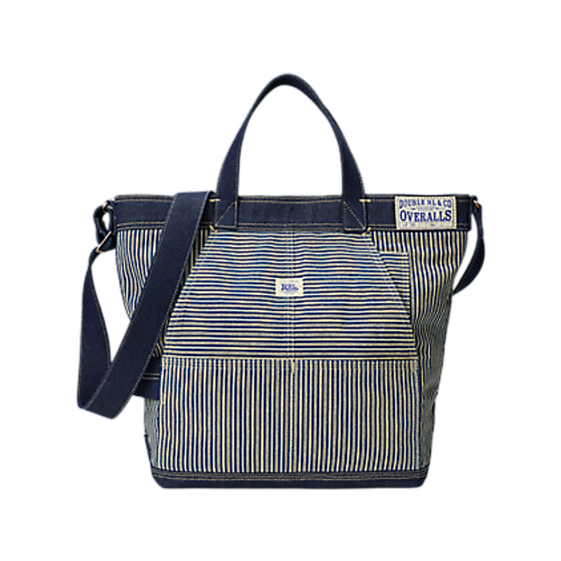 더블알엘 인디고 스트라이프 트윌 토트 인디고 크림(Double RL Indigo Striped Twill Tote Indigo Cream)