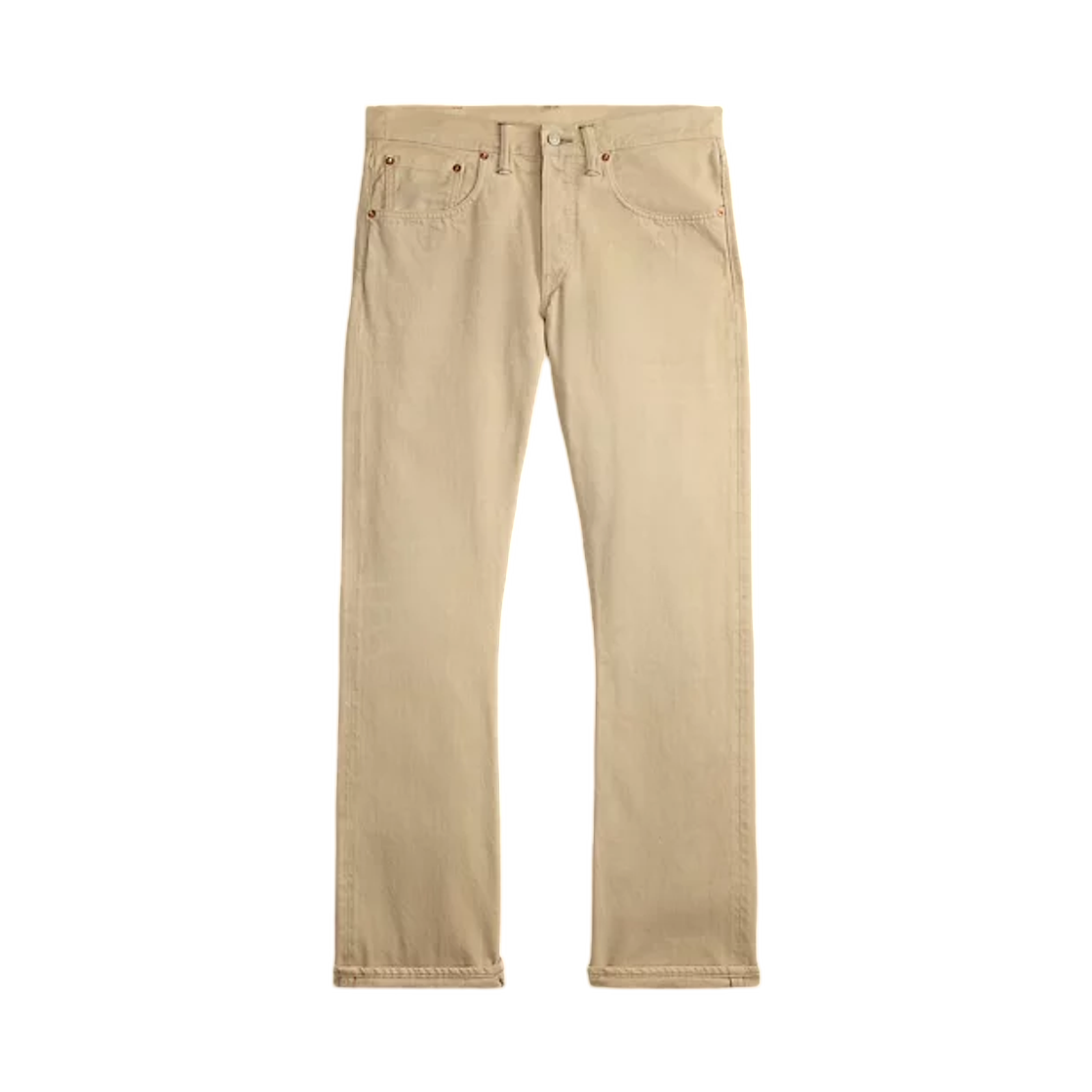더블알엘 슬림 부트 크림 셀비지 진 디스트레스드 크림(Double RL Slim Boot Cream Selvedge Jean Distressed Cream)