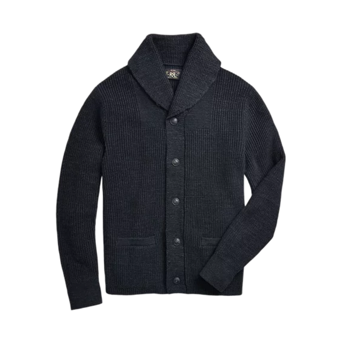 100028641 Double RL Cotton Shawl-Collar Cardigan Dark Navy Heather