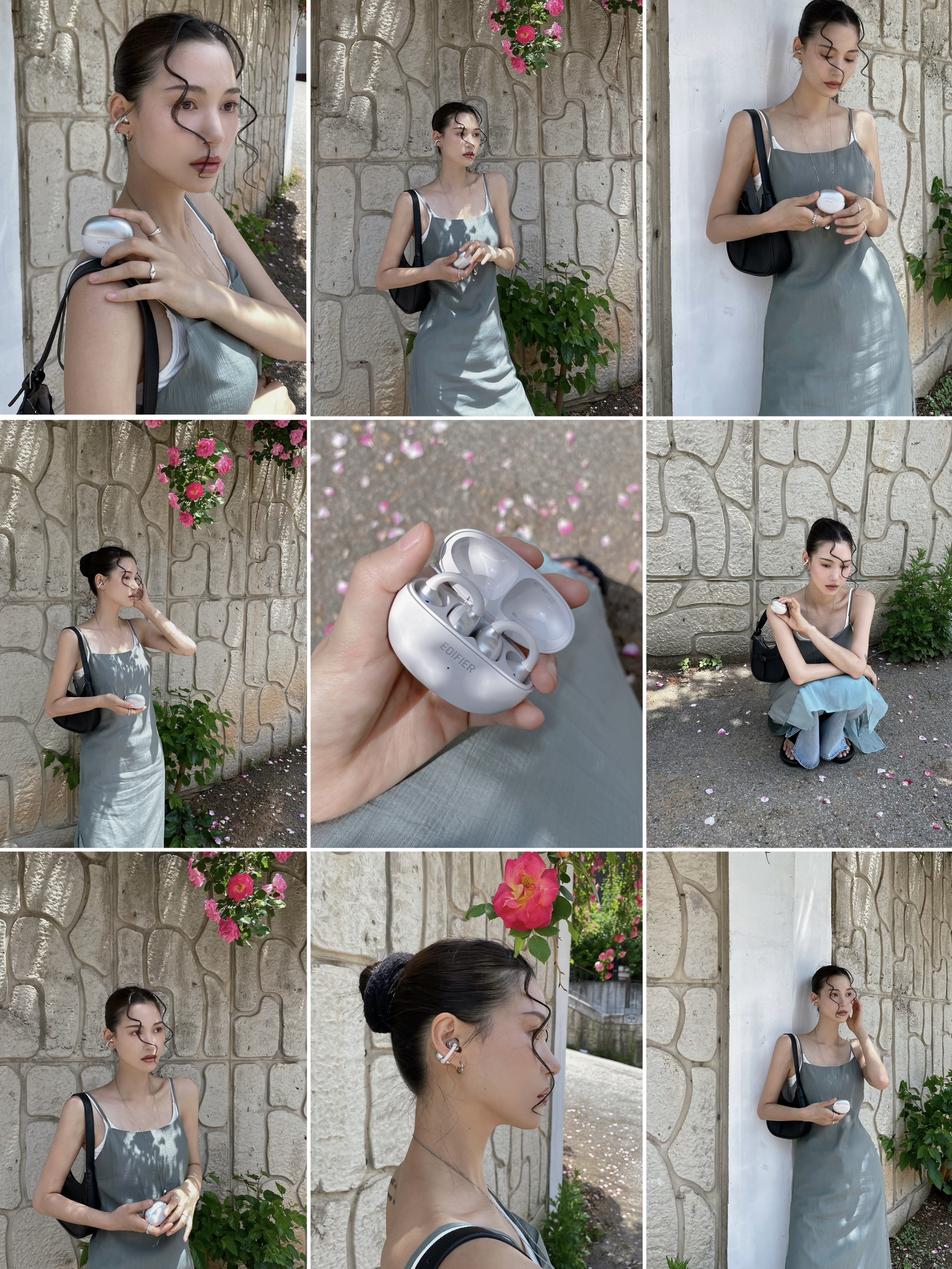 Edifier Comfo Bass Open-Ear Bluetooth Earbuds - Silver 착용 스타일 - 8