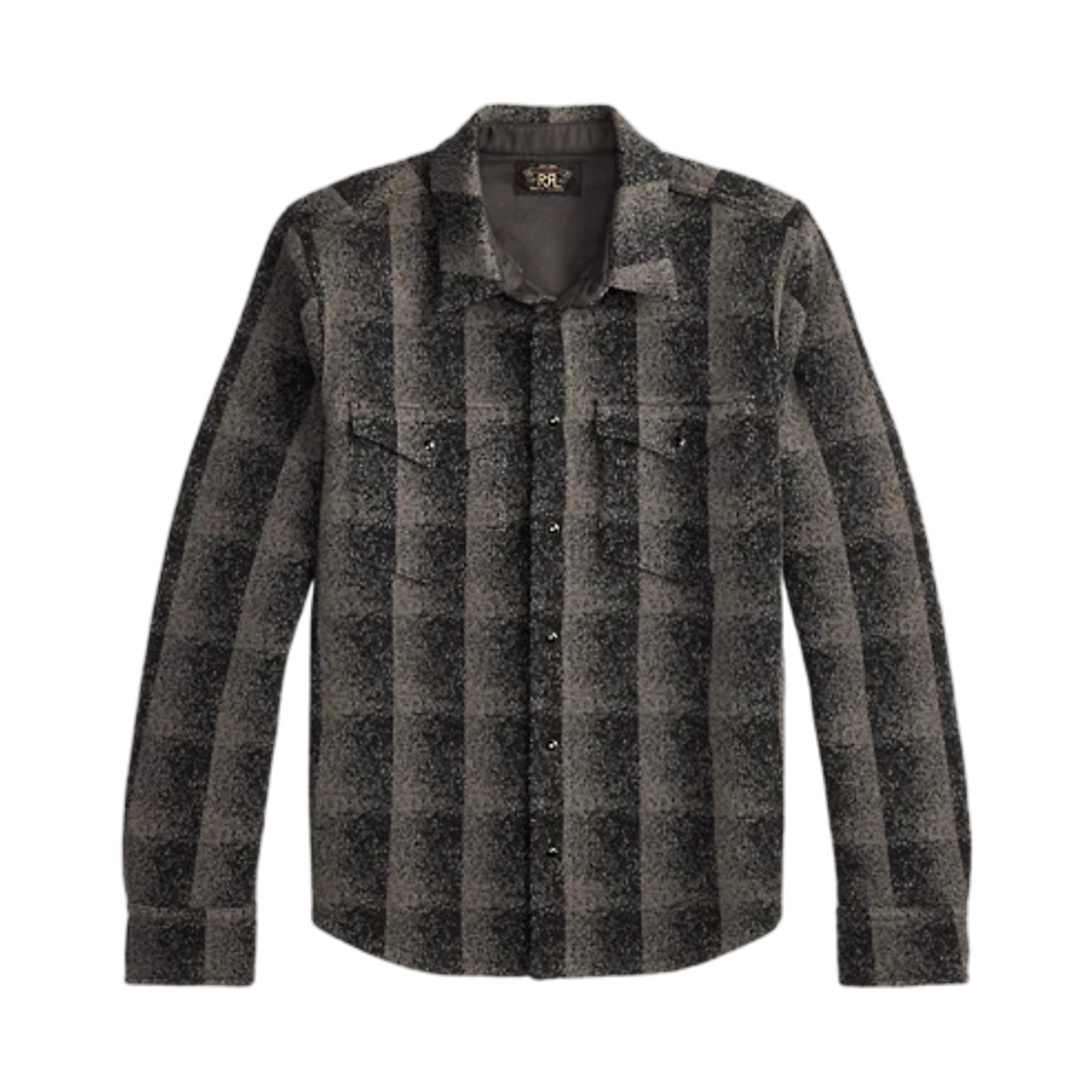 100076885 Double RL Wool-Cashmere Western Overshirt Sweater Black Multi