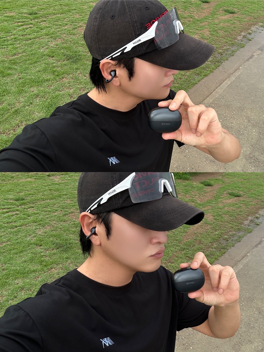 Edifier Comfo Bass Open-Ear Bluetooth Earbuds - Black 착용 스타일 - 6