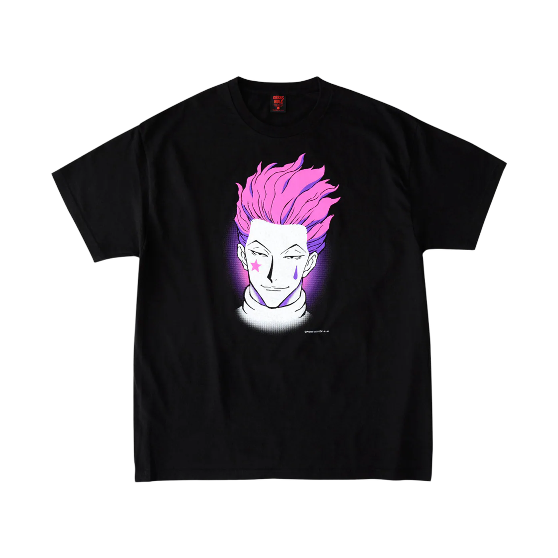 긱스 룰 x 헌터x헌터 실크스크린 프린팅 티셔츠 히소카 블랙(Geeks Rule x Hunter x Hunter Silkscreen Printing T-Shirt Hisoka Black) - 1