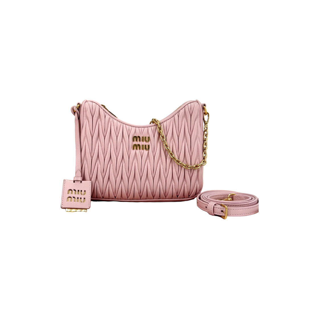 ITWURO7BHVRS Miu Miu Matelasse Napa Chain Shoulder Bag in Pink 5BH211