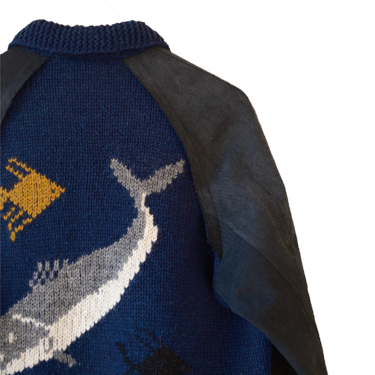 코키 콤비네이션 코위찬 스웨터 블루 - 26FW(Khoki Combination Cowichan Sweater Blue - 26FW) - 4