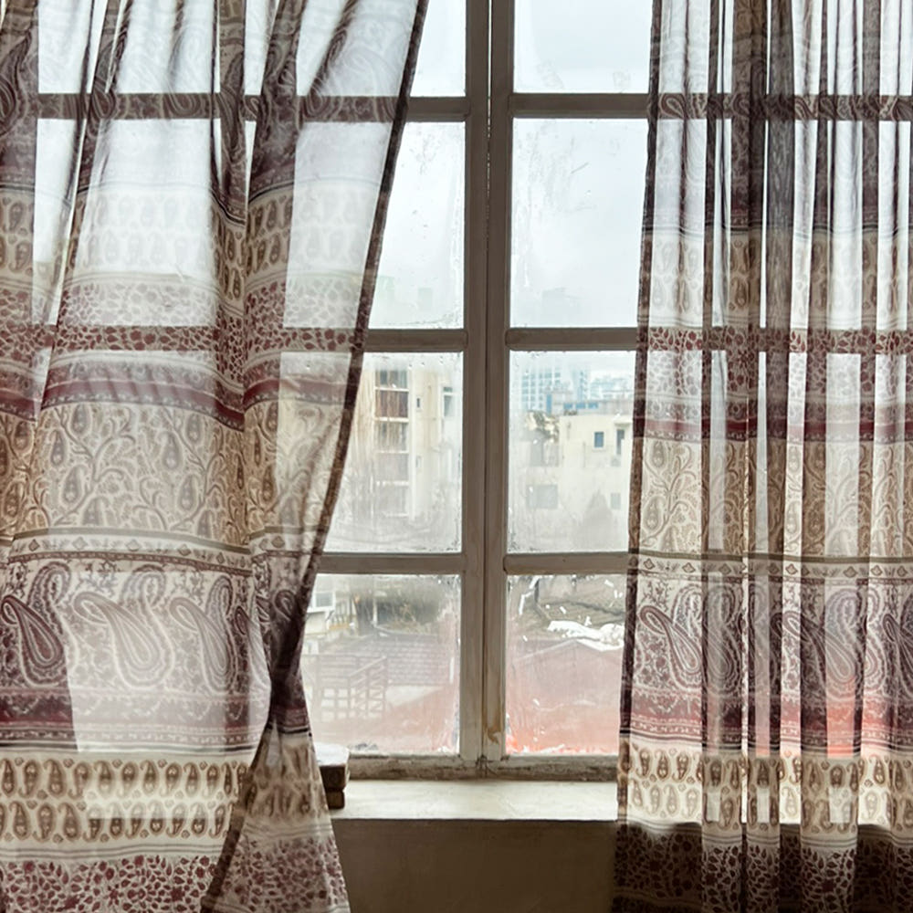 무성화 로우머 에스닉 보헤미안 쉬폰 봉집형 커튼  148x150cm(MUSEONGHWA Romer Ethnic Bohemian Chiffon Curtain 148x150cm) - 3