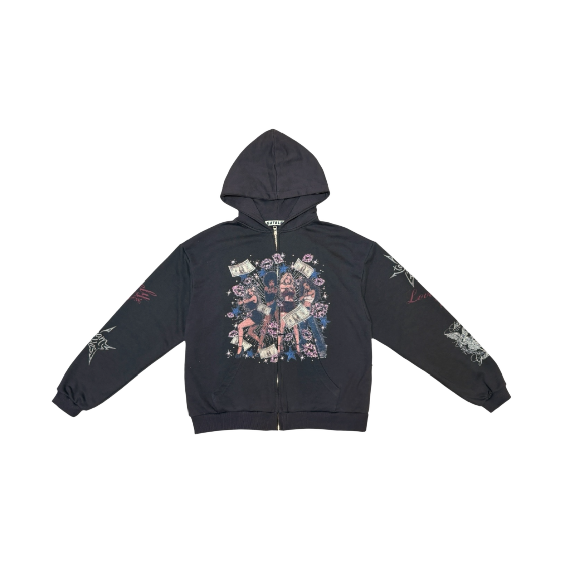게이트리스 걸스 집업 후디-차콜(Gateless Girls Zip-up Hoodie-Pink-Charcoal)