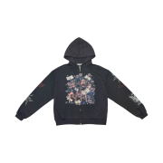 Gateless Girls Zip-up Hoodie-Pink-Charcoal