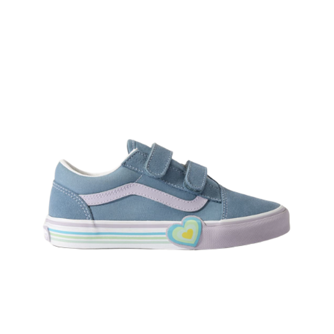 VN000D4DCFL (Kids) Vans Old Skool Velcro Heart Sky Blue
