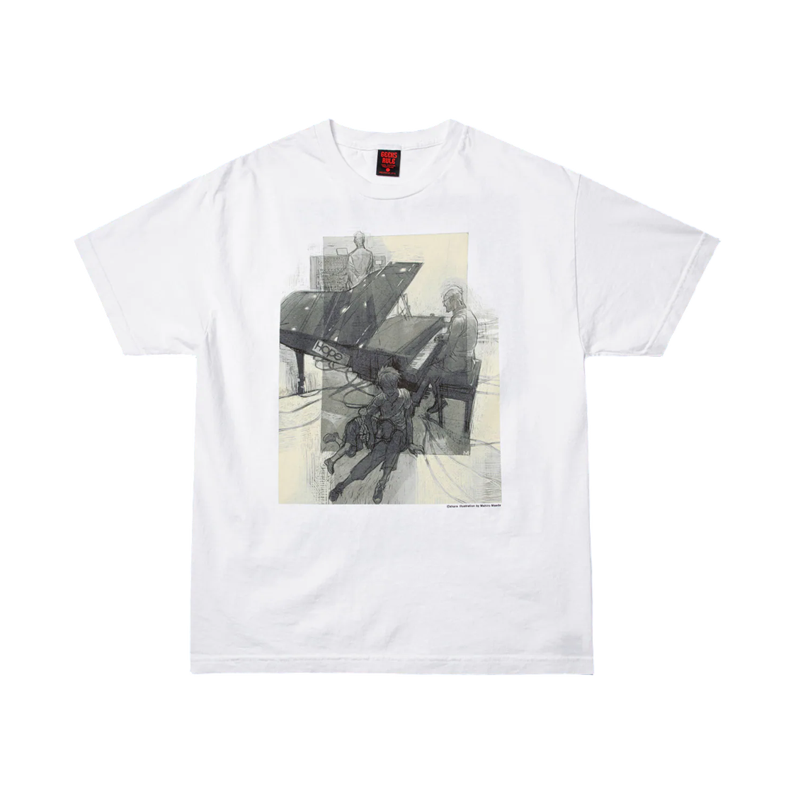 긱스 룰 x 에반게리온 마에다 마히로 일러스트 15 실크스크린 프린팅 티셔츠 Vol.02 화이트(Geeks Rule x Evangelion Illastration By Maeda Mahiro Silkscreen Printing T-Shirt Vol.02 White) - 1