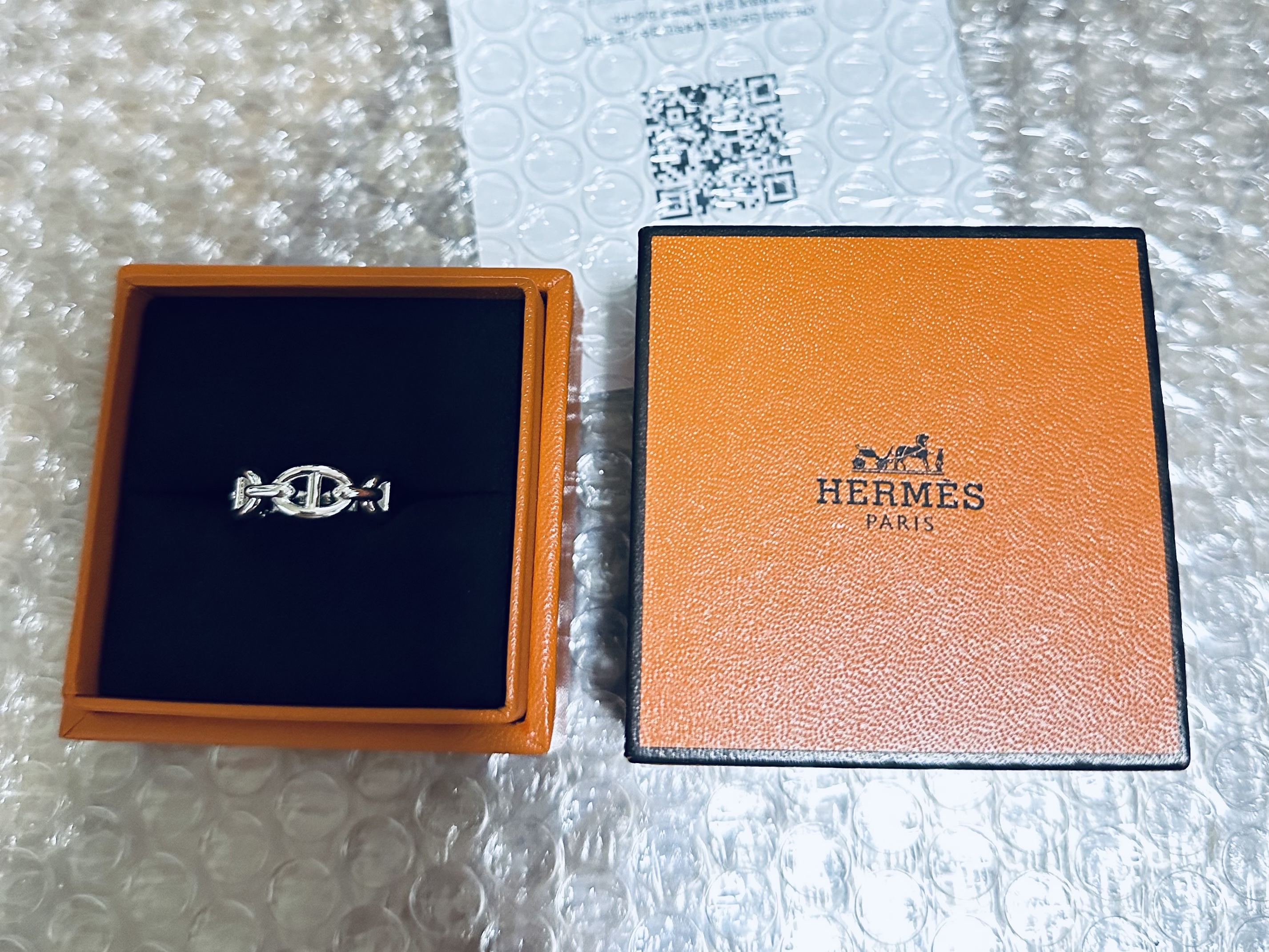 (W) Hermes Small Chaine D'Ancre Enchainee Ring Sterling Silver 착용 스타일