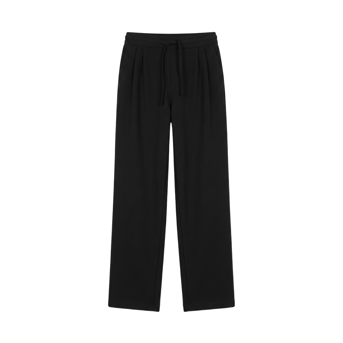 지크립 따듯 본딩기모 스트링 밴딩 핀턱 블랙 스판 슬랙스(GCLIP Warm Bonded Fleece String Waistband Pintuck Black Spandex Slacks)