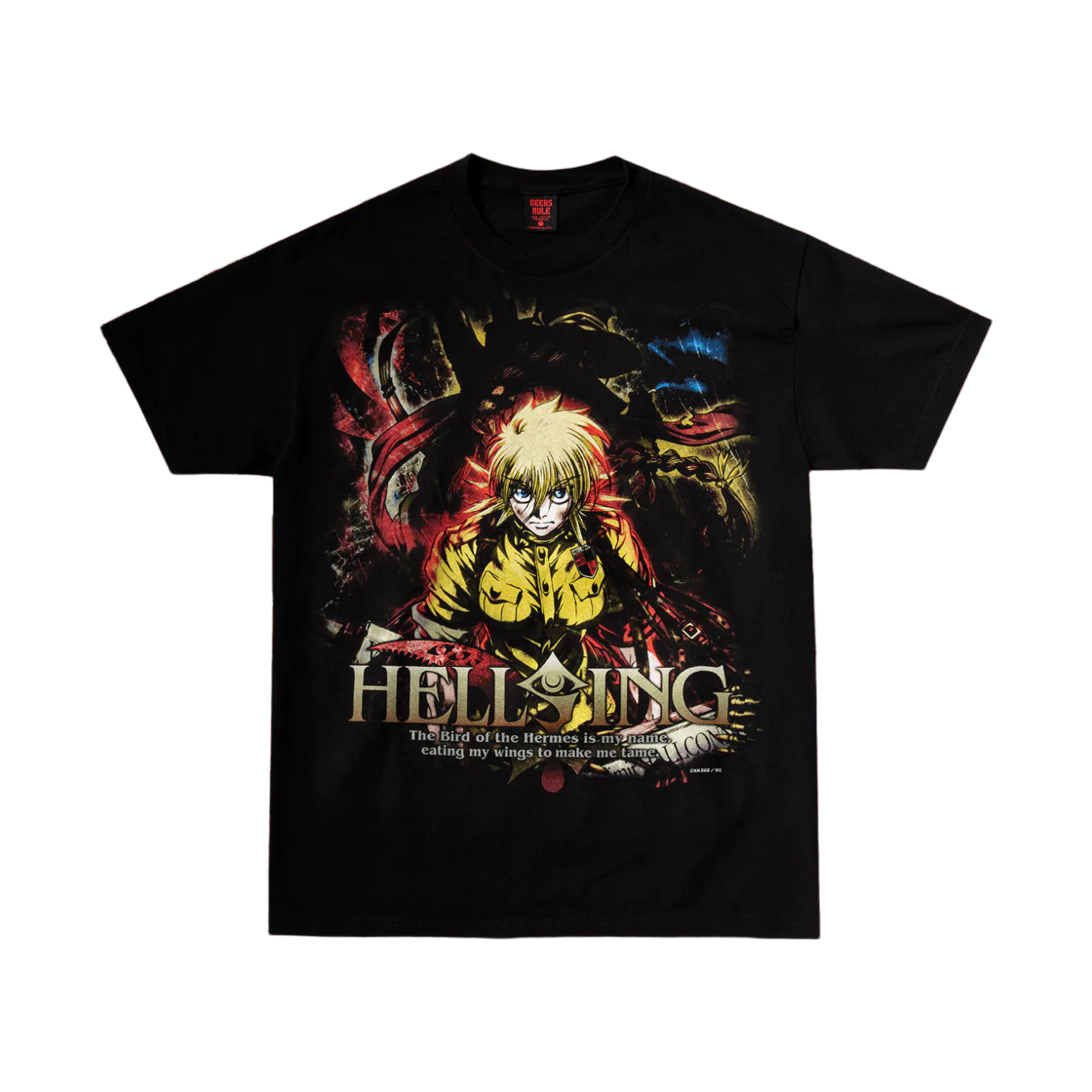 긱스 룰 x 헬싱 OVA 15 실크스크린 프린팅 티셔츠 세라스 블랙(Geeks Rule x Hellsing OVA 15 Silkscreen Printing T-Shirt Ceras Black)