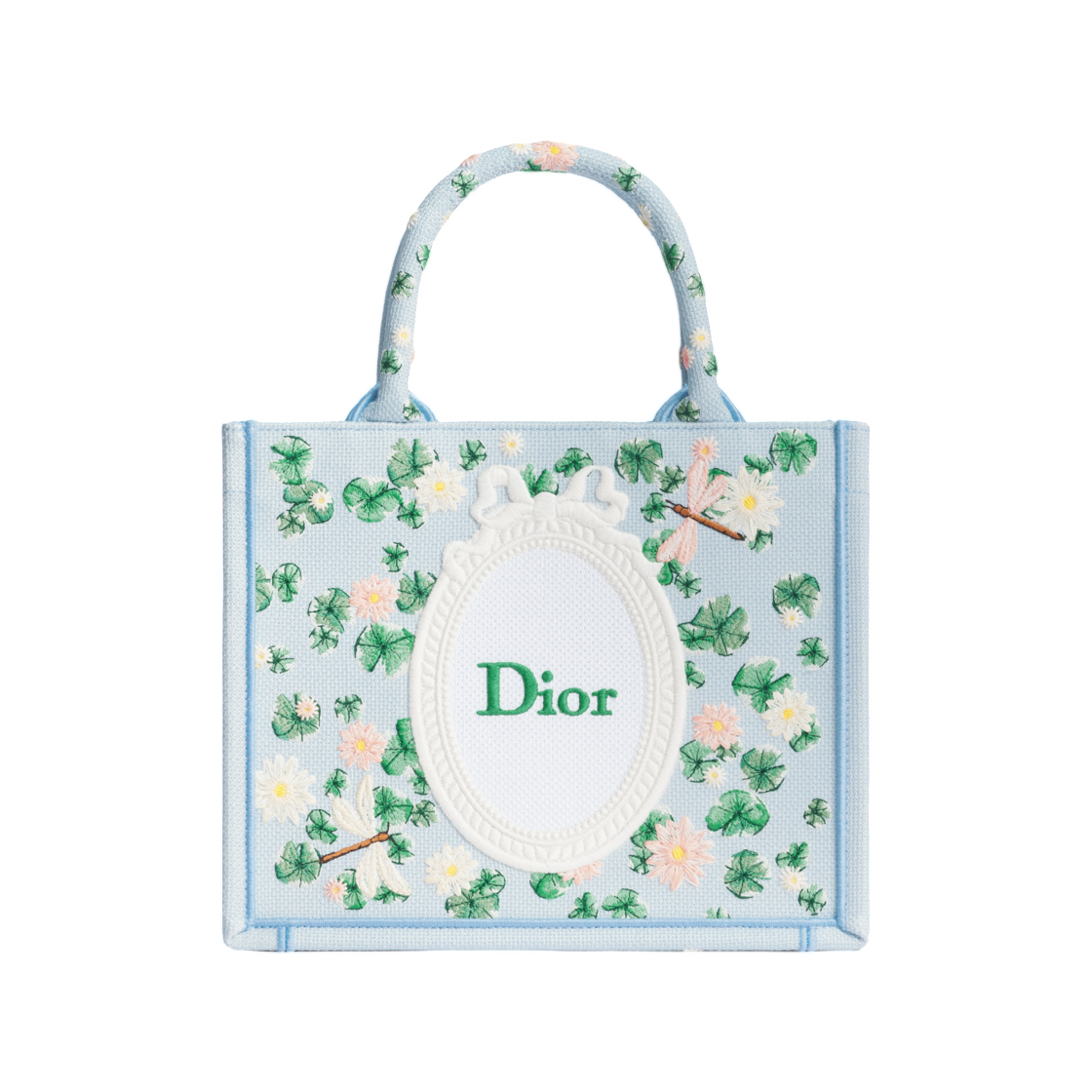 M1404OEMJ-M20E Dior Book Tote Strap Small Bag Dior Waterlily Embroidery & Dior Medallion Multicolor