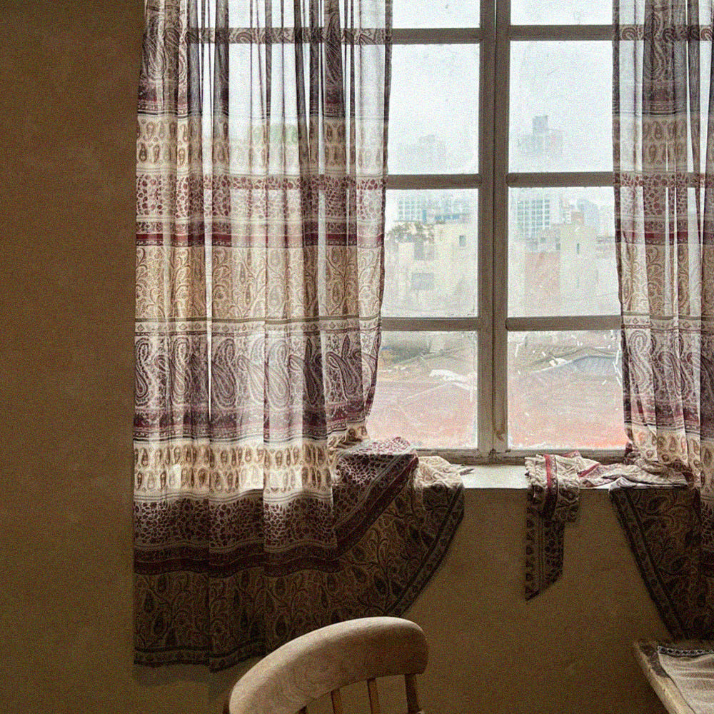 무성화 로우머 에스닉 보헤미안 쉬폰 봉집형 커튼  148x150cm(MUSEONGHWA Romer Ethnic Bohemian Chiffon Curtain 148x150cm) - 2