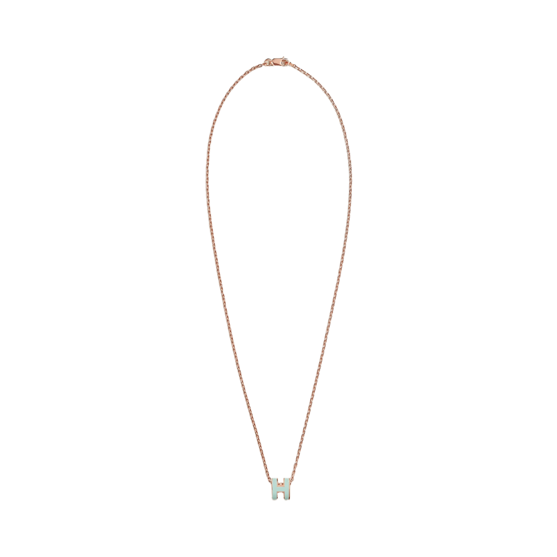 H147992FOH3 (W) Hermes Mini Pop H Pendant Lacquered Metal & Rose Gold Mint