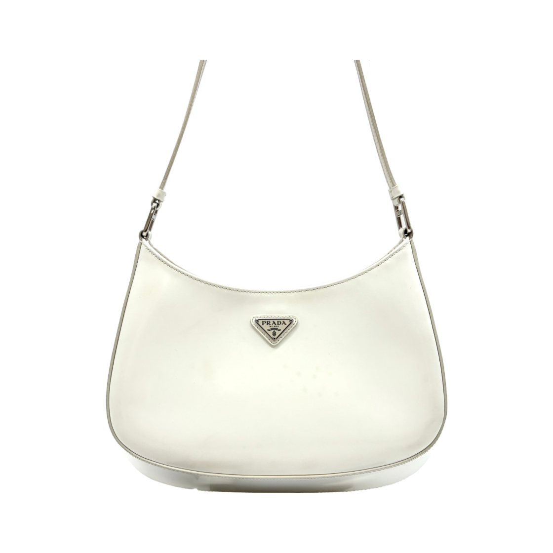 ITBLC57CH9S4 Prada Cleo Brushed Hobo Shoulder Bag White 1BC499