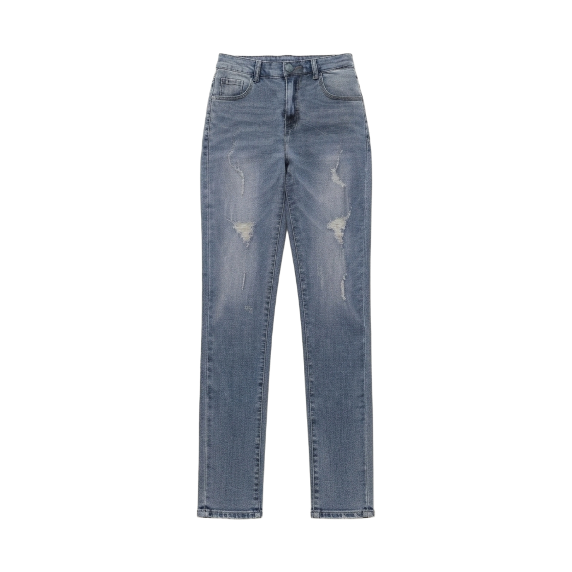 GW3621-블루 GCLIP Warmly Napping Vintage Washed Spandex Baggy Denim Pants Blue