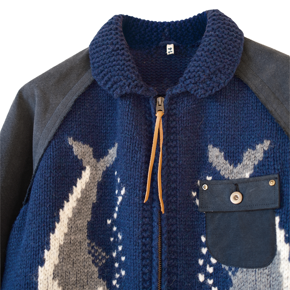 코키 콤비네이션 코위찬 스웨터 블루 - 26FW(Khoki Combination Cowichan Sweater Blue - 26FW) - 3