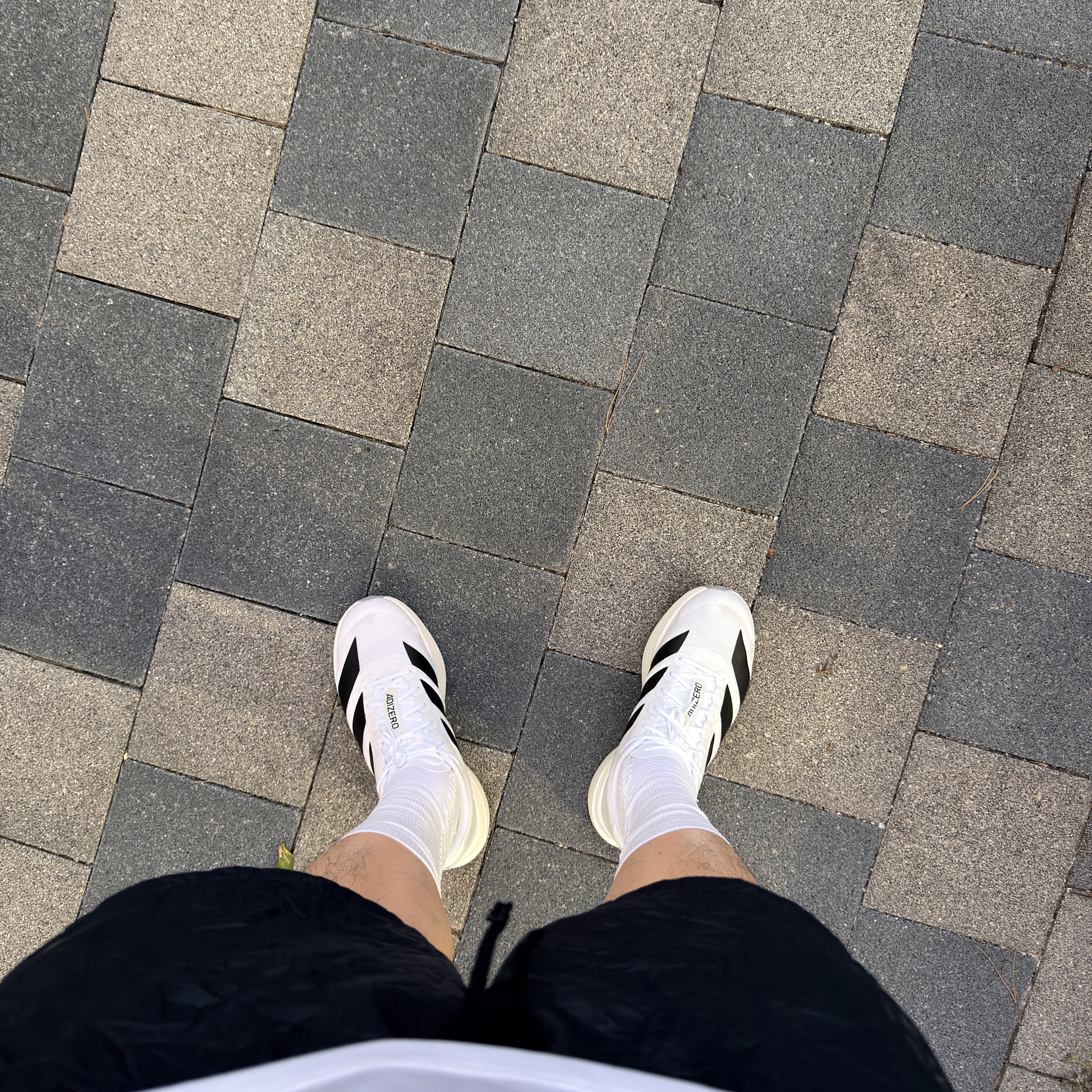 Adidas Adizero EVO SL Cloud White Core Black 착용 스타일