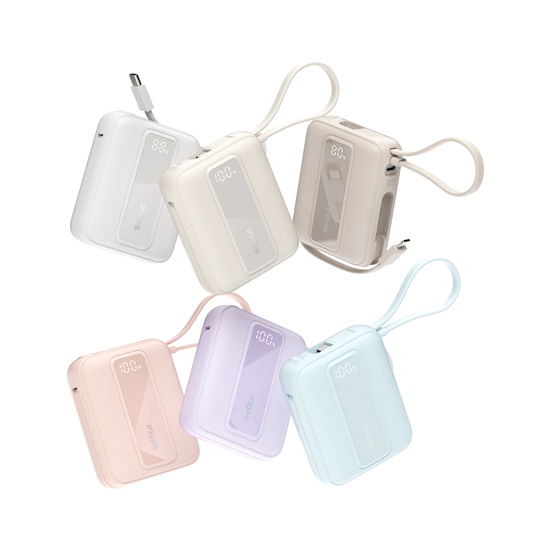 30W PPS 초고속 충전 10000mAh 기내반입 미니 일체형 휴대용 보조배터리(6컬러)(PROPS 30W PPS Fast Charging 10000mAh Airline-Approved Mini Built-in Cable Portable Power Bank(6colors))