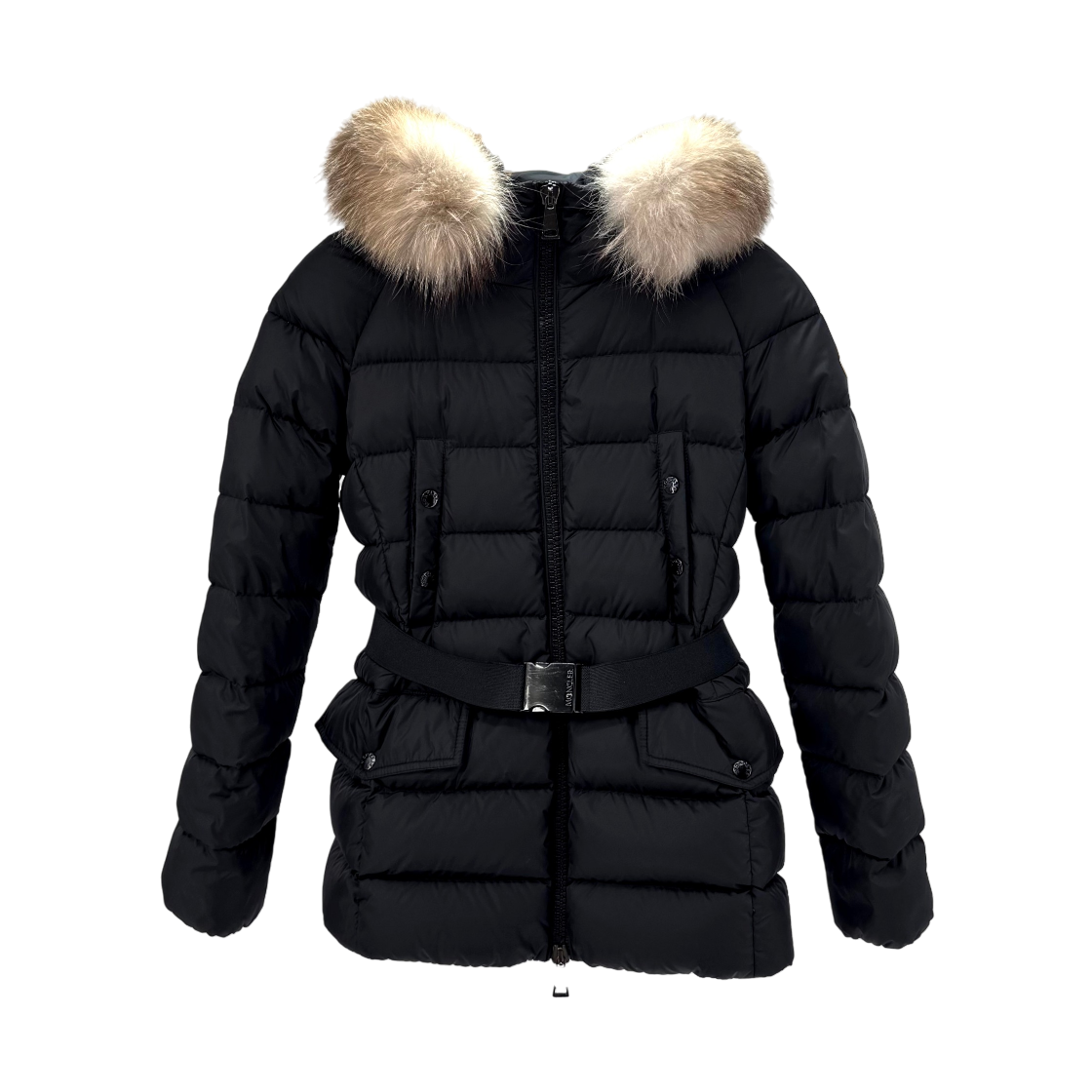 ITOWD7HUBN3H Moncler Cleon Fox Fur Women Puffer Jacket Black