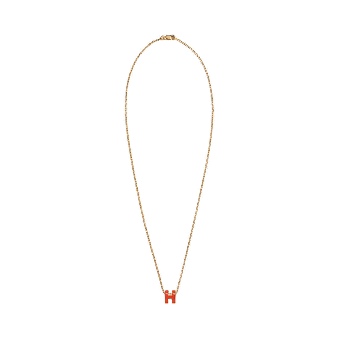 H147992FG3 (W) Hermes Mini Pop H Pendant Lacquered Metal & Yellow Gold New Capucine