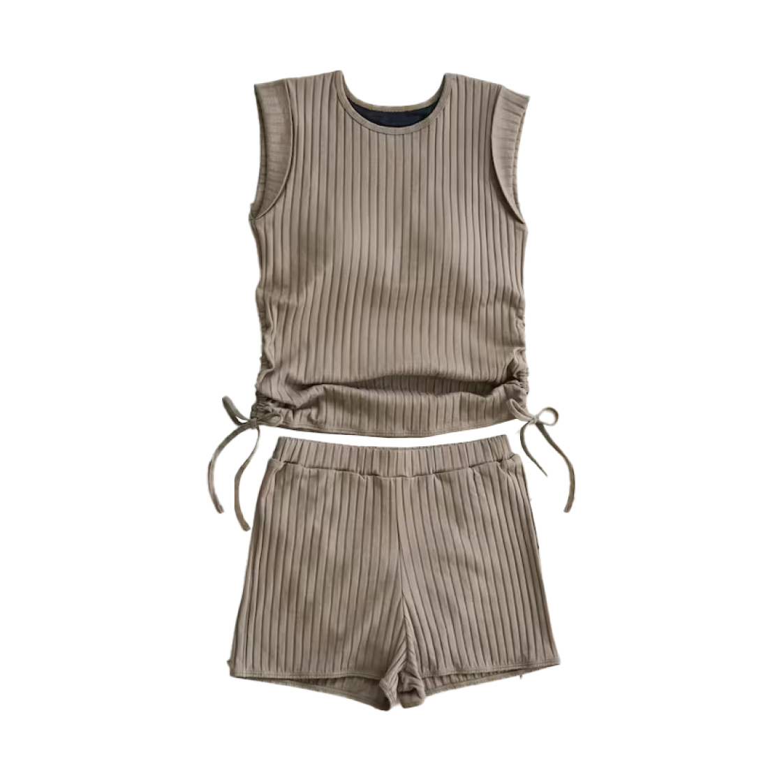 (W) 프릭스 스토어 사이드 스트링 개더드 2 세트 오브 스윔수트 브라운((W) Freak's Store Side String Gathered 2 Set of Swimsuit Brown)