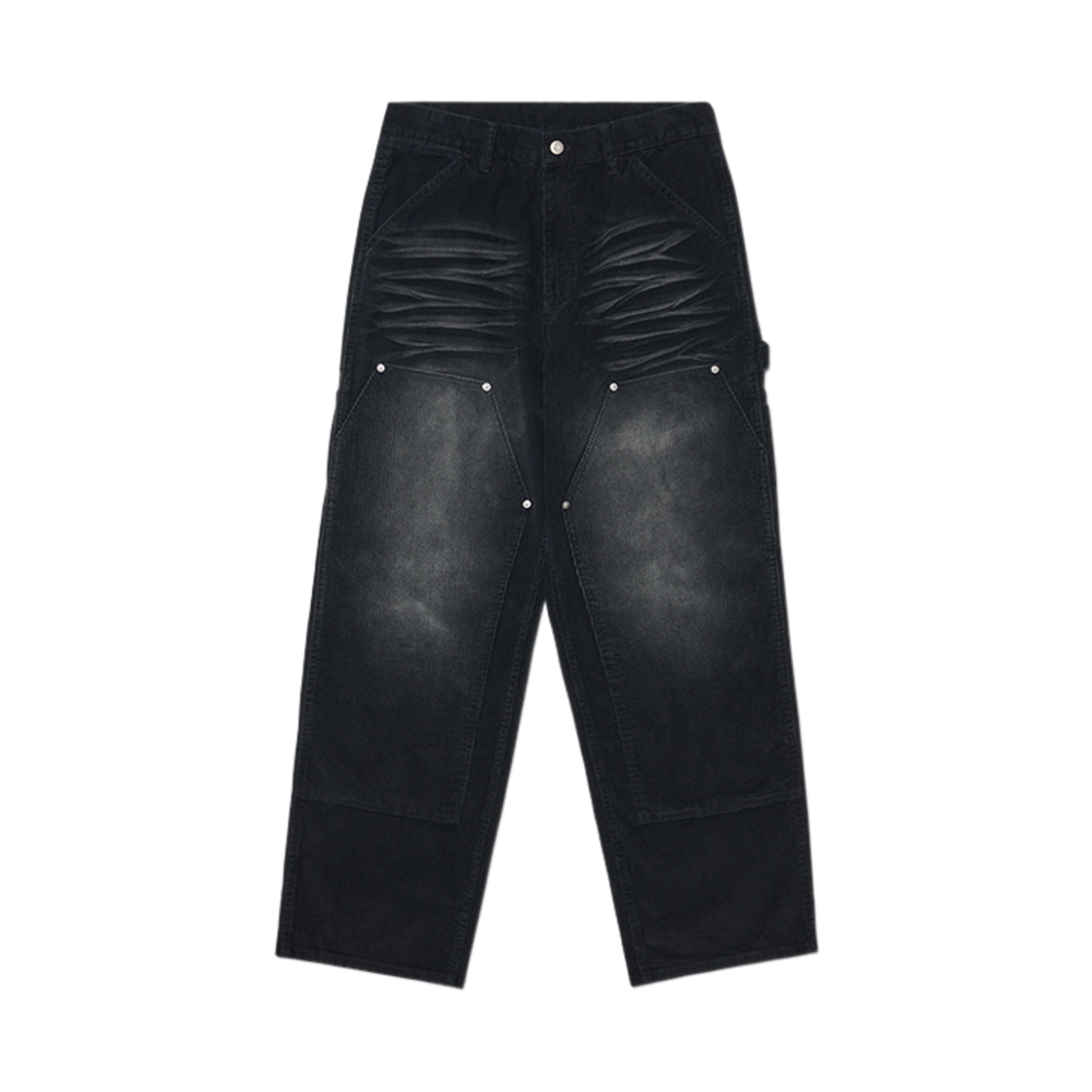 NMWF52PT14WBK NOMANUAL Double Knee Corduroy Pants Washed Black