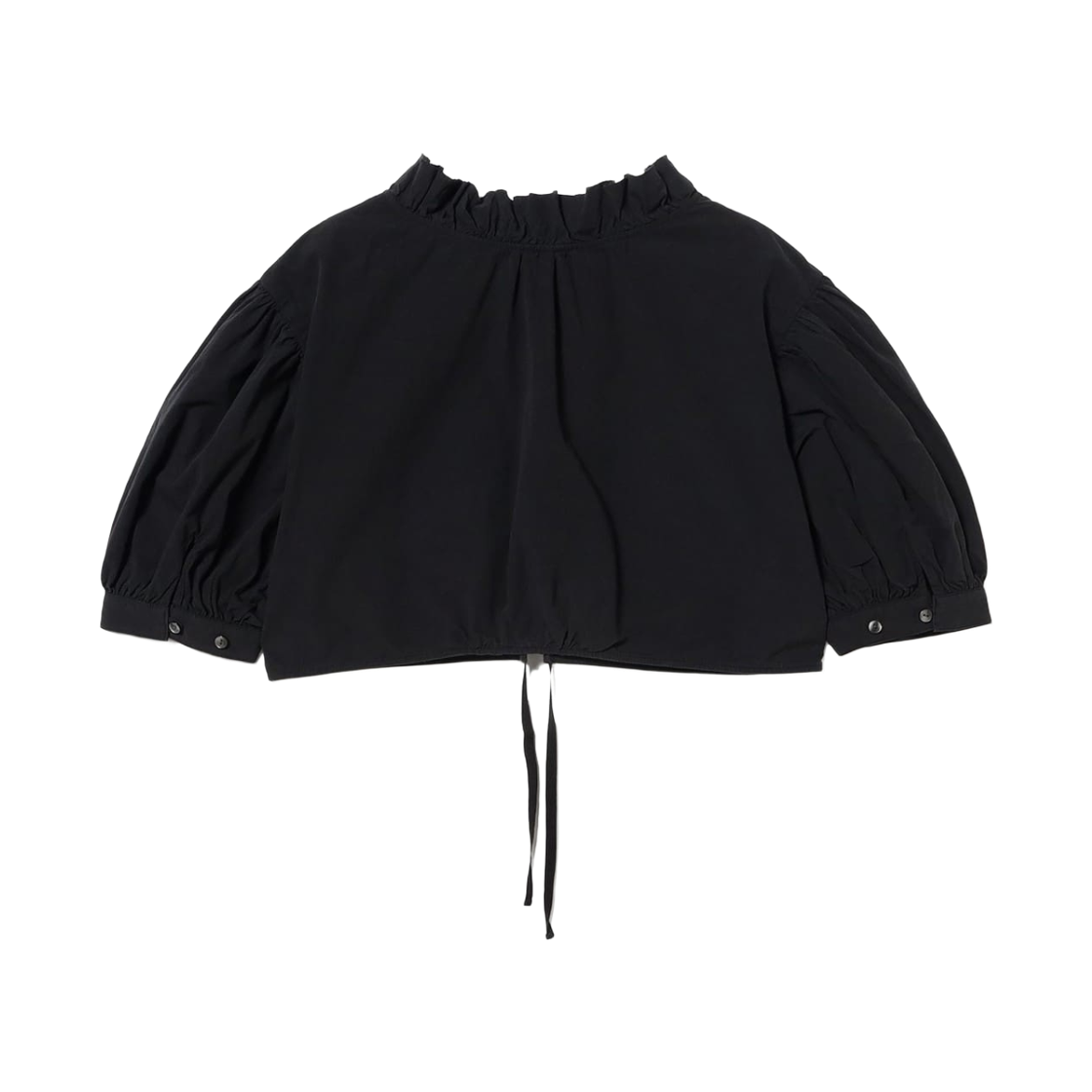 (W) 빔즈 보이 프릴 숏 블라우스 블랙((W) Beams Boy Frill Short Blouse Black) - 2