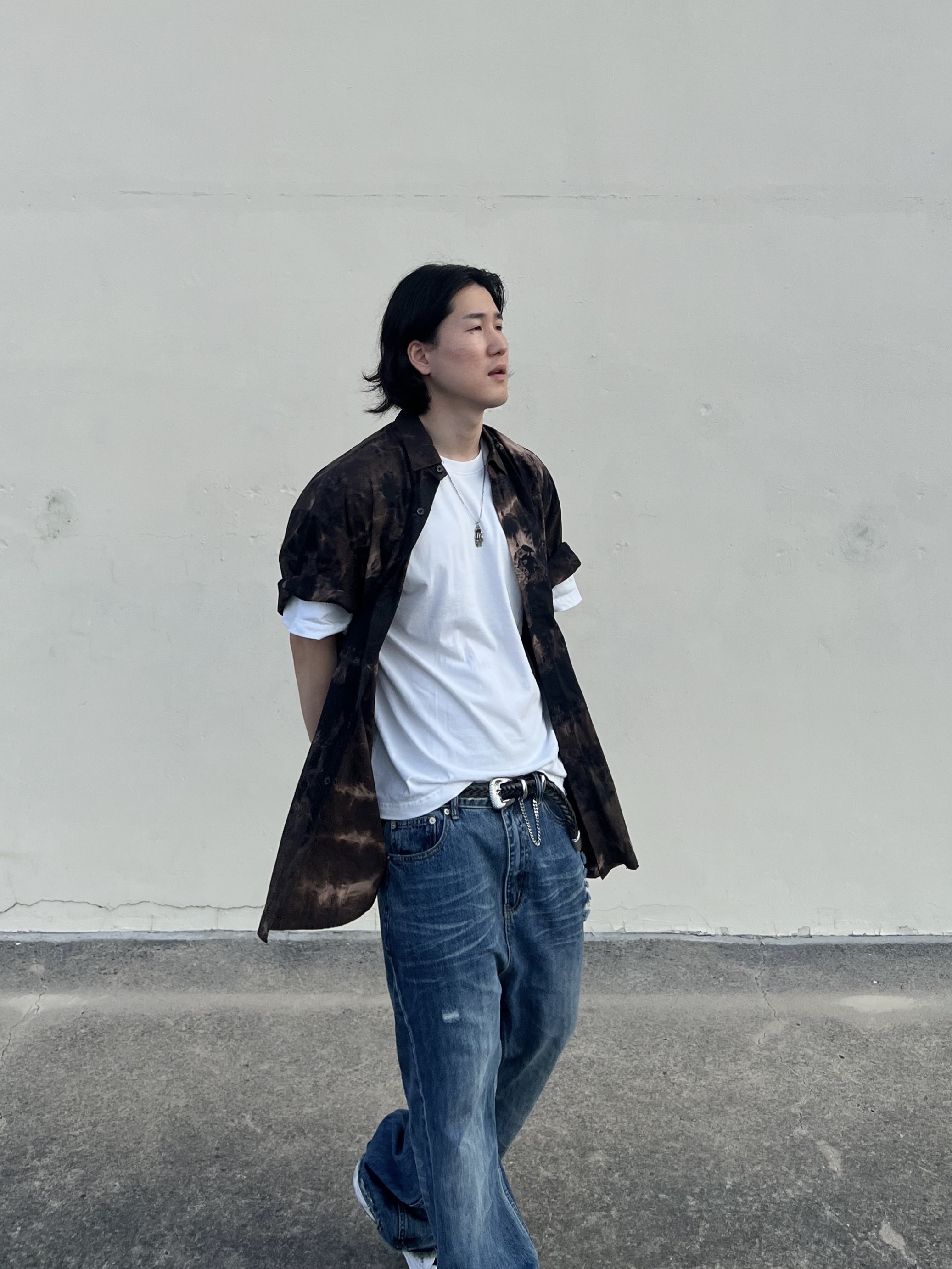 Maison Mihara Yasuhiro Blakey OG Sole Canvas Low-top Sneakers Black White, Jieda Western Belt Black 착용 스타일 - 5