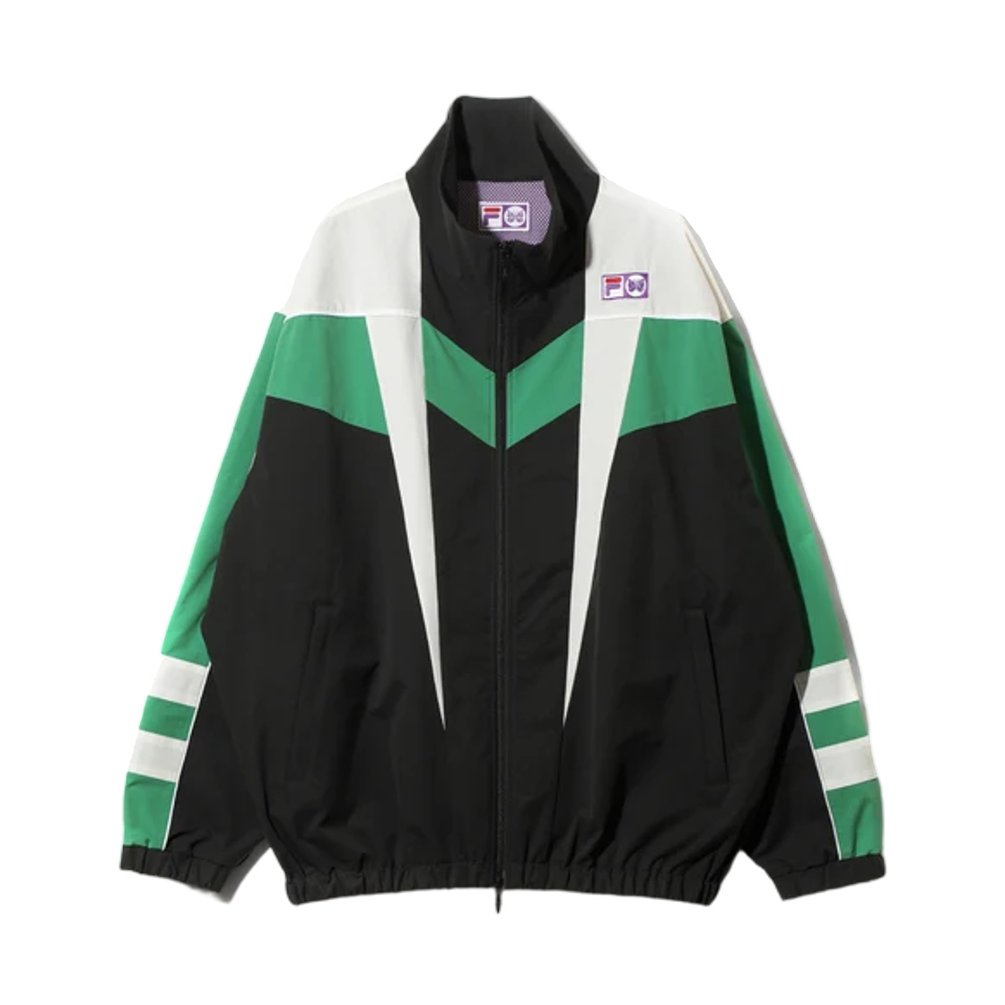 니들스 x 휠라 스타 컷 오버사이즈 윈드브레이커 블랙 화이트 그린(Needles x Fila Star Cut Oversized Windbreaker Black White Green) - 1