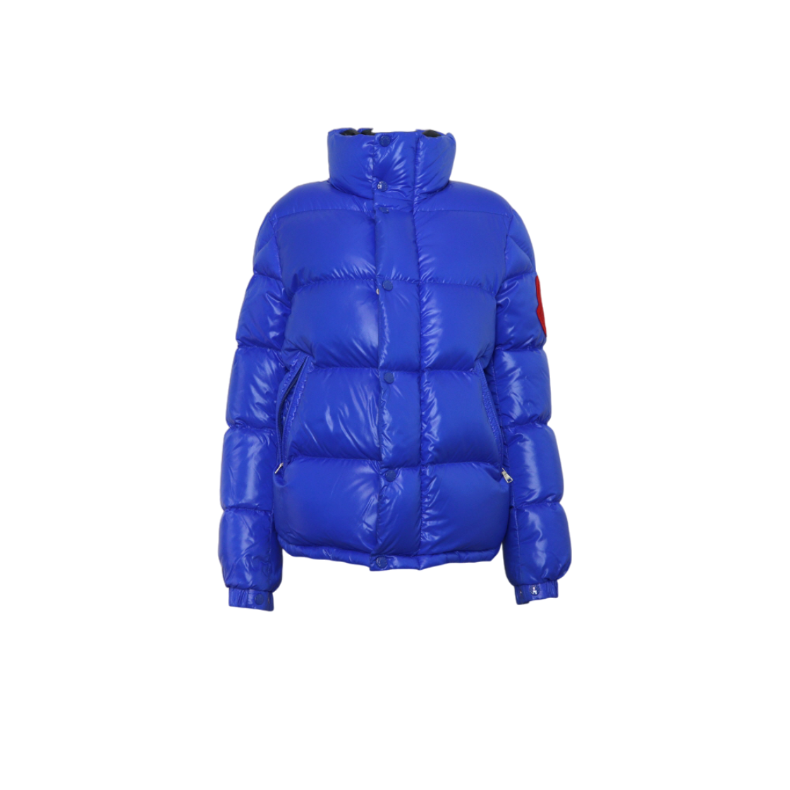 ITA5WDUH3JCJ Moncler Dervaux Junior Women Padded Jacket Big Logo Patch in Blue