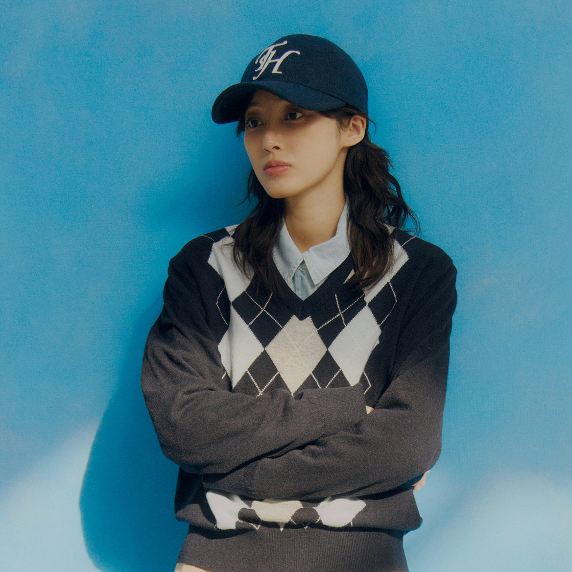 트래픽하모니 울블랜드 TH 아플리케 로고 딥핏 볼캡 네이비(Traffic Harmony Wool Blend TH Applique Logo Deep Fit Ball Cap Navy) - 3