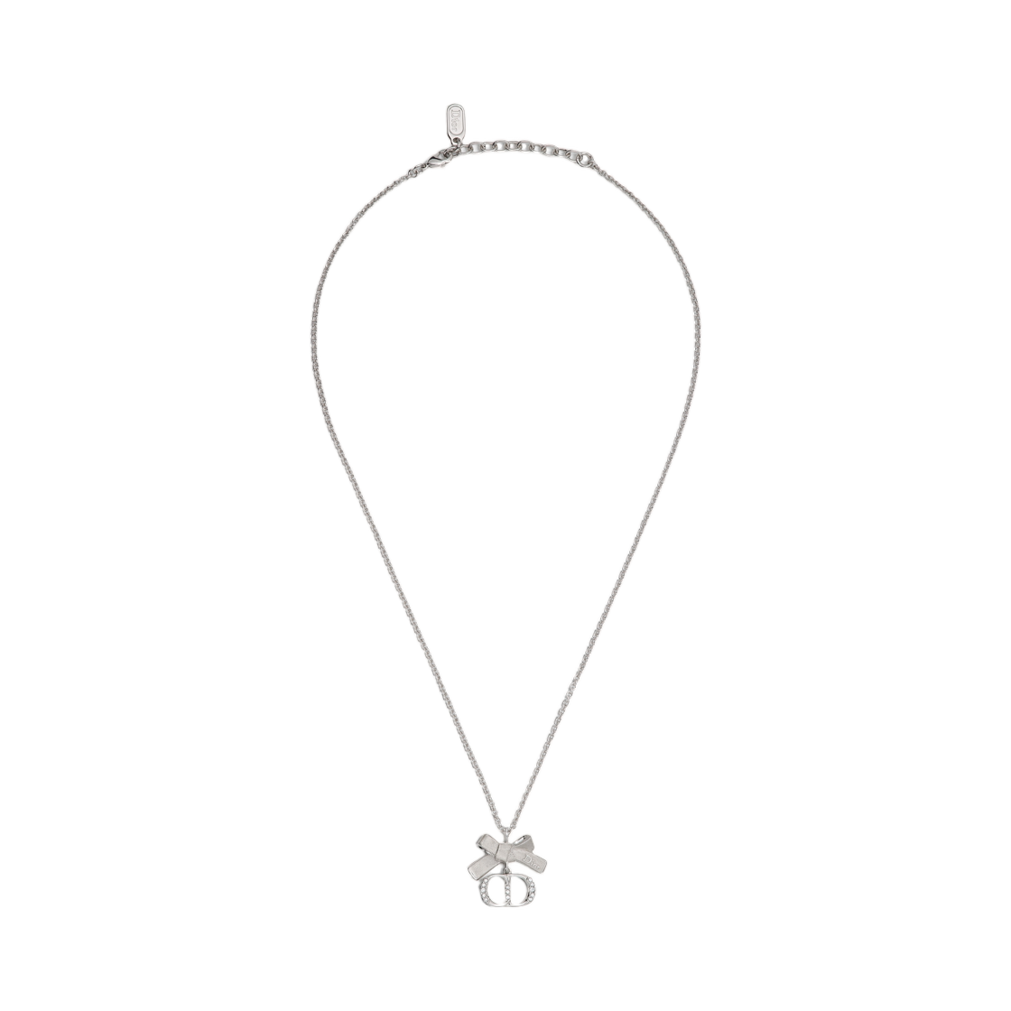 N4066WOMCY-D001 (W) Dior CD Perles Necklace Silver Finish Metal & Crystals Silver